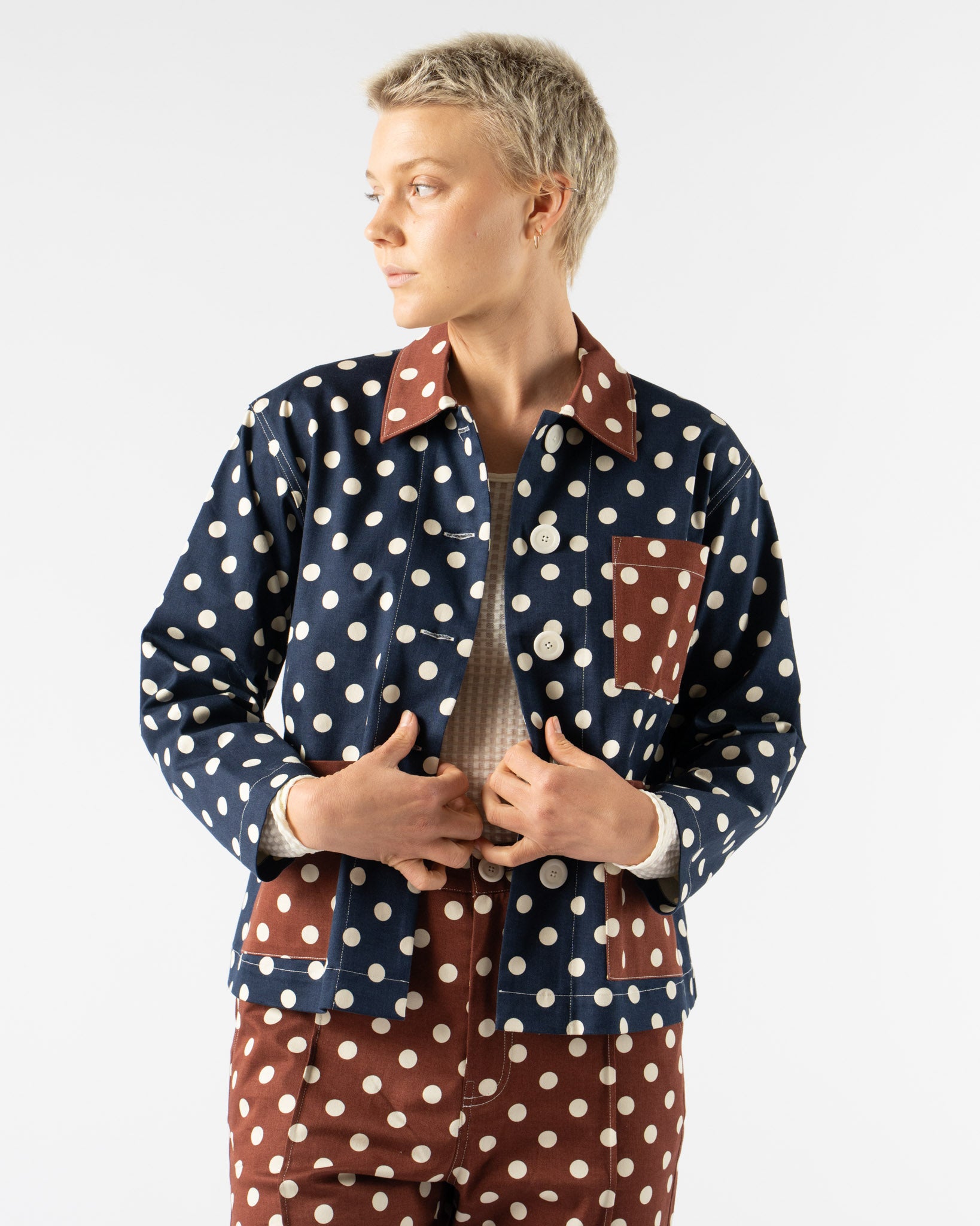 KasMaria Cotton Twill Polka Dot Jacket