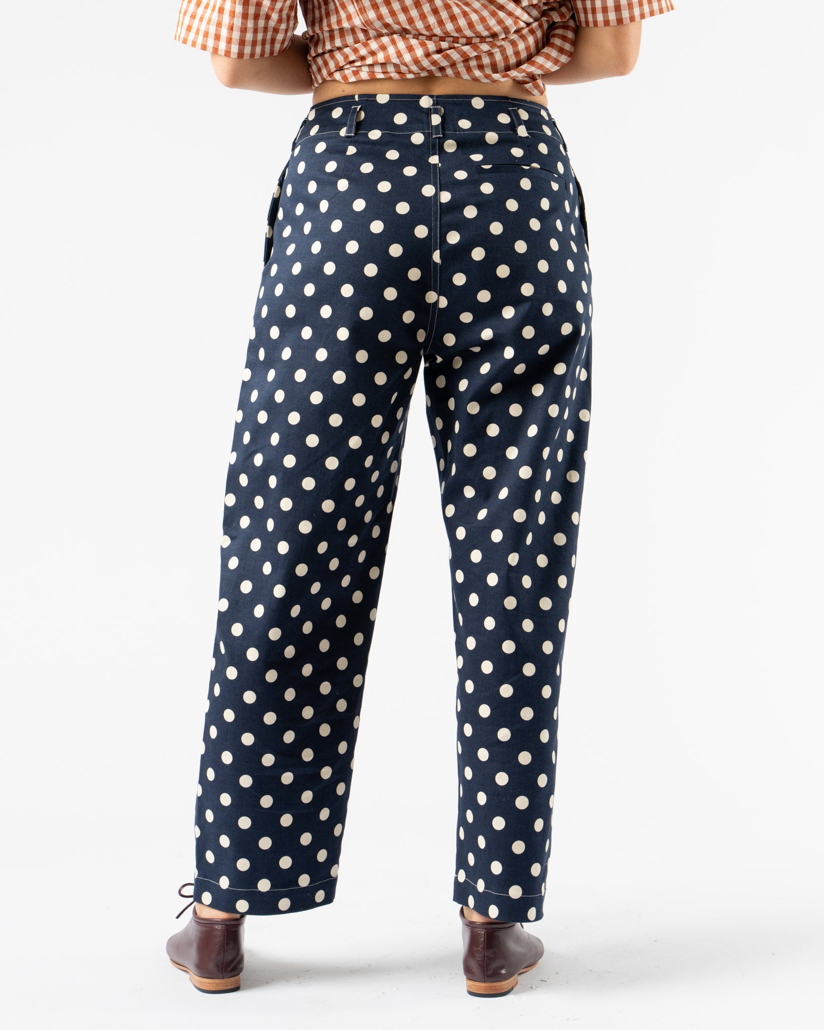 KasMaria Cotton Twill Polka Dot Pleated Trousers
