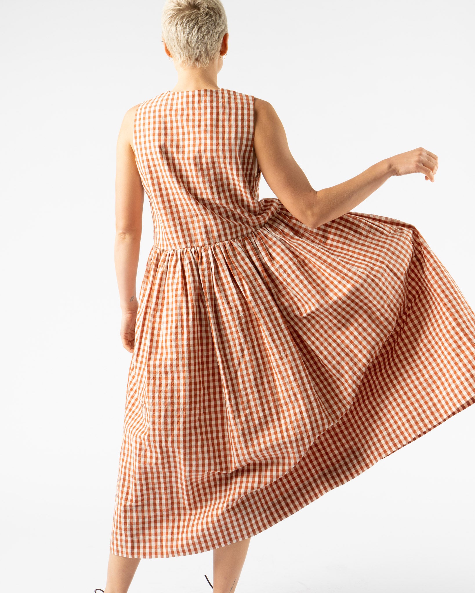KasMaria Crinkle Cotton Linen Gingham Dress