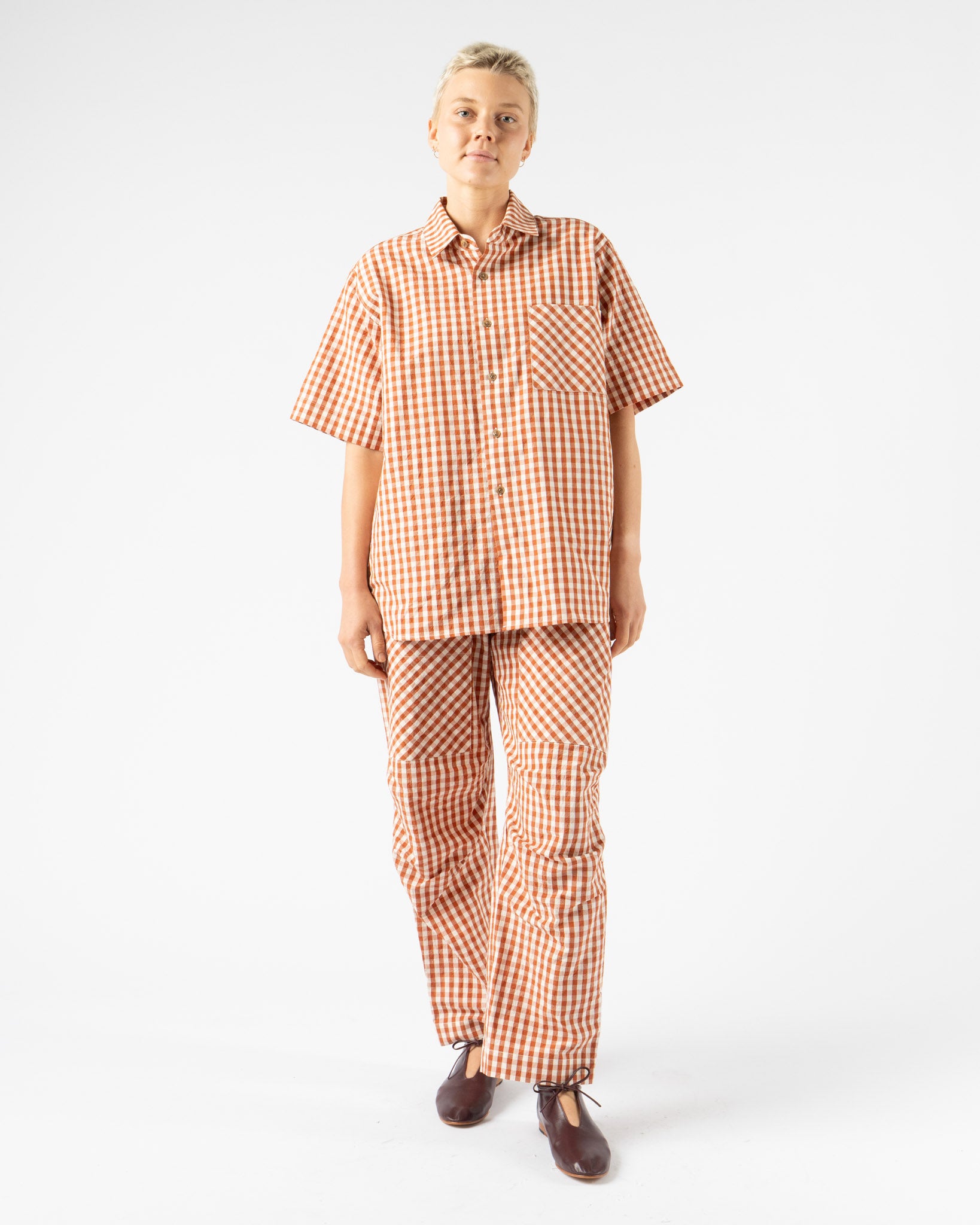 KasMaria Crinkle Cotton Linen Gingham Shirt