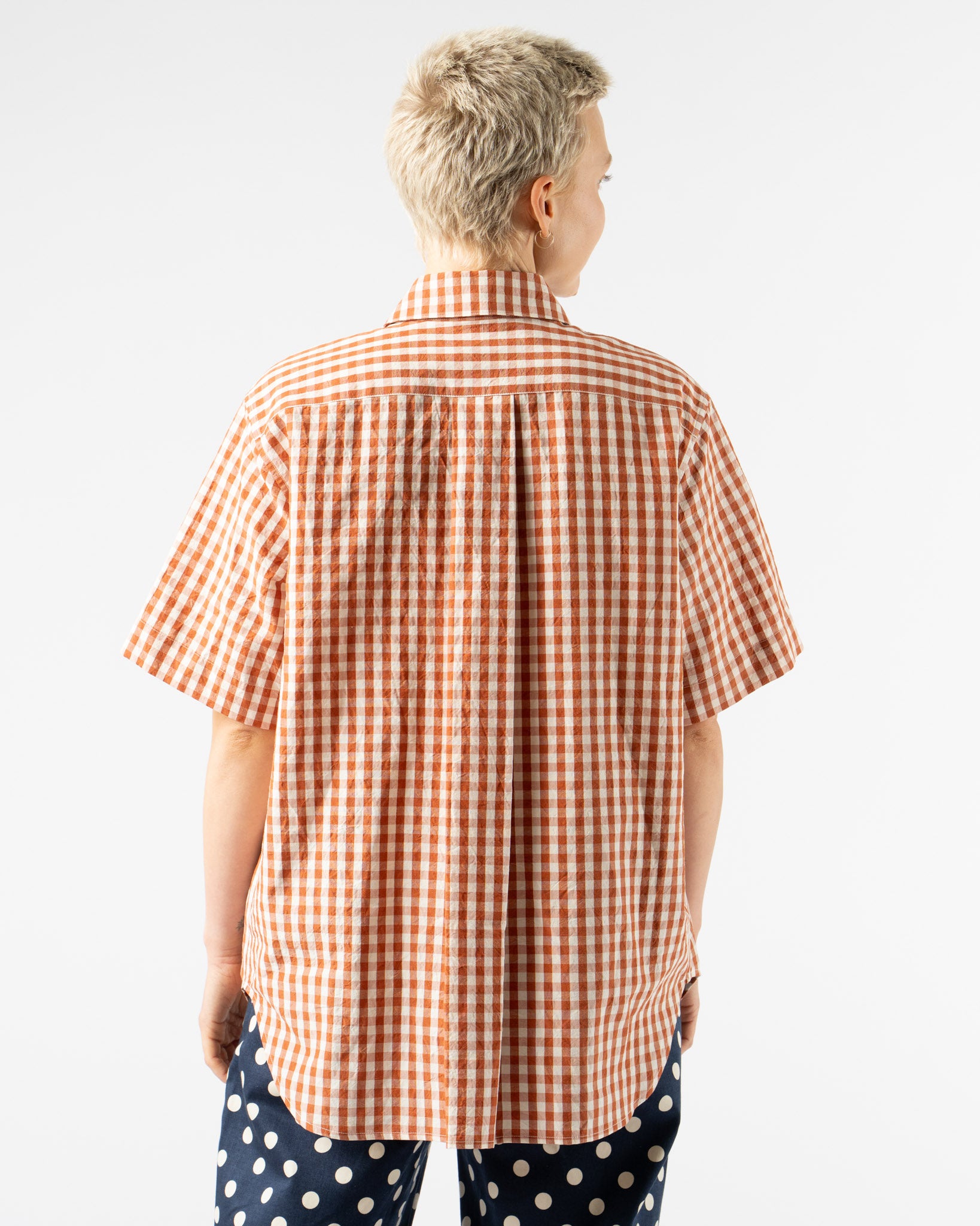 KasMaria Crinkle Cotton Linen Gingham Shirt