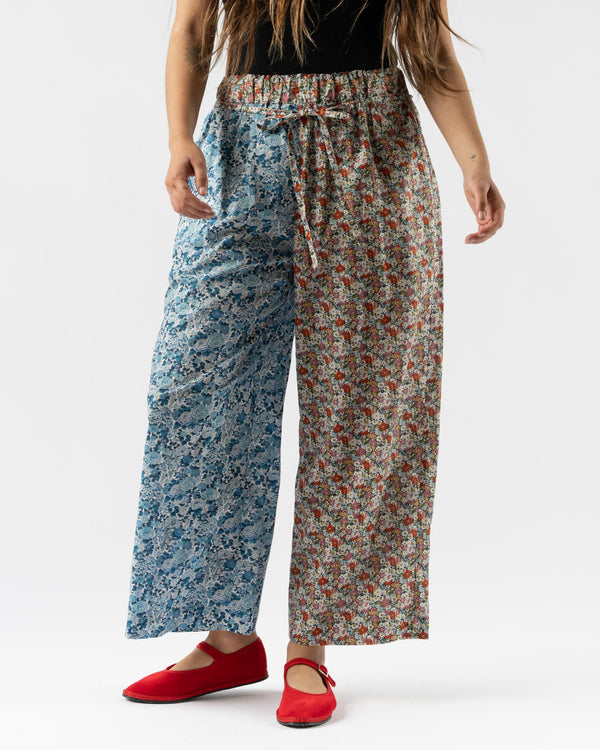 KasMaria Half Half Floral Wide Leg Pants With Tie