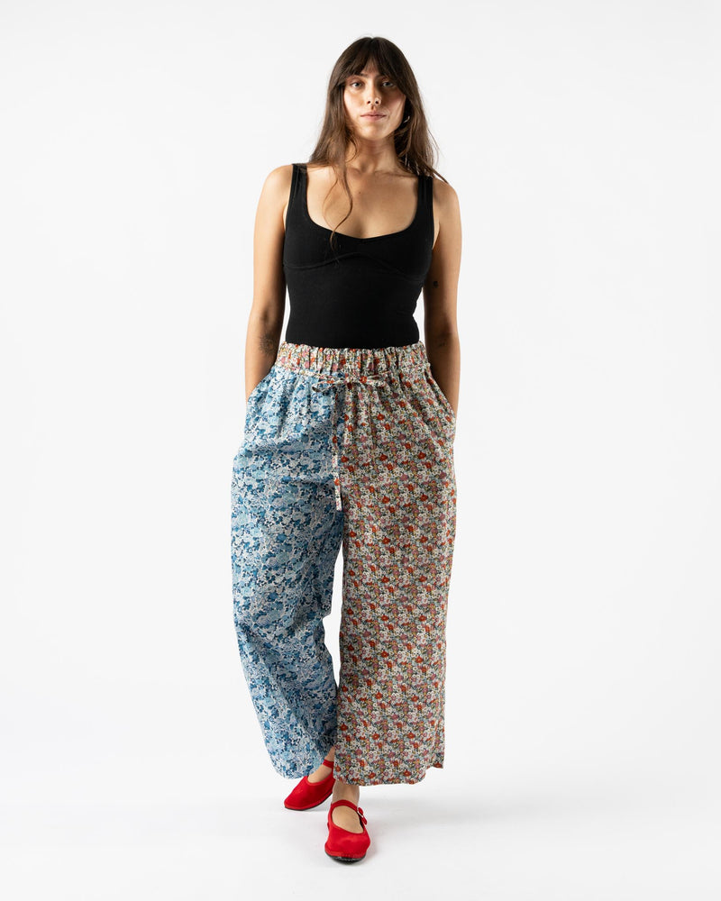 KasMaria Half Half Floral Wide Leg Pants With Tie