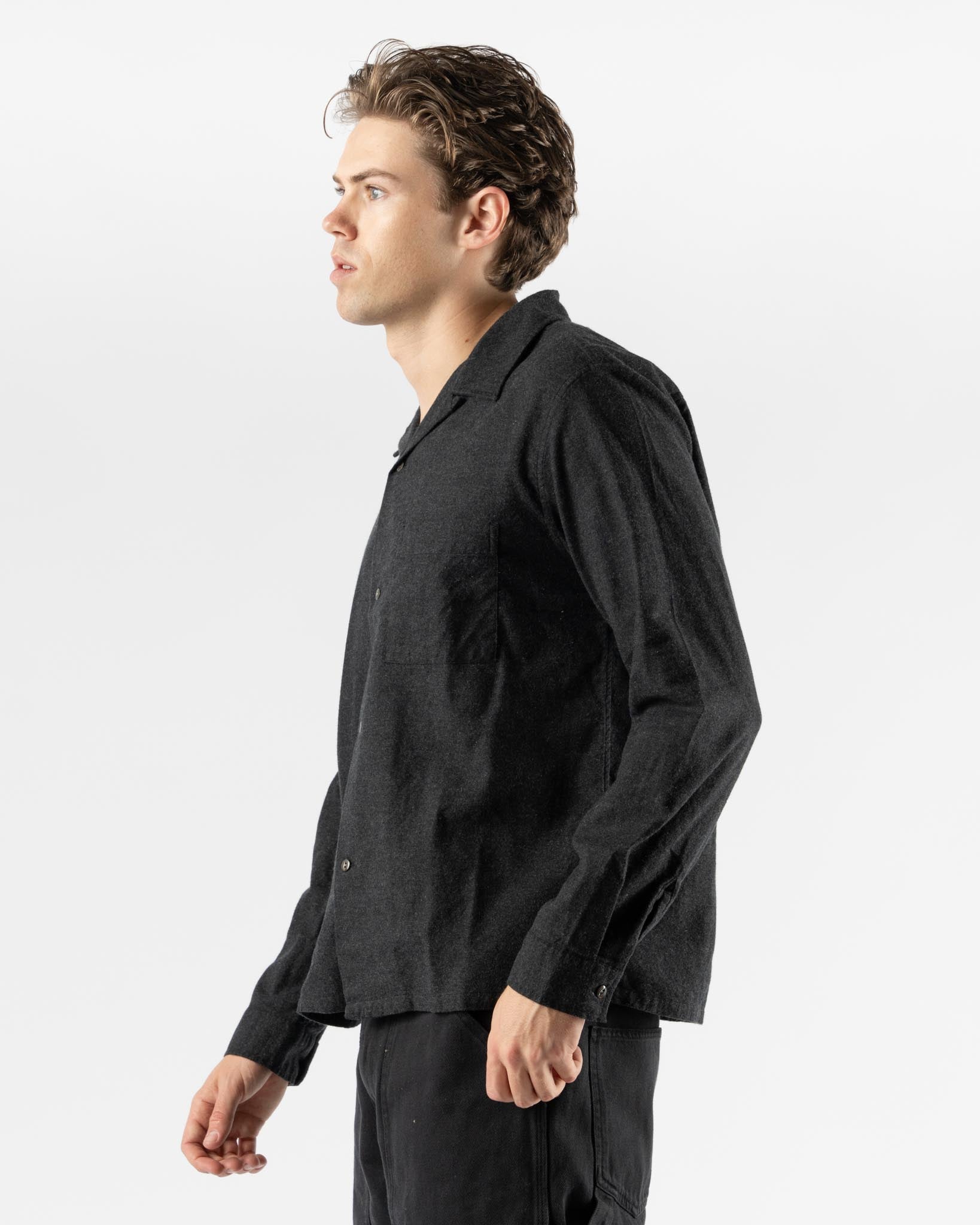 Knickerbocker Hills Cotton & Cashmere Shirt in Charcoal