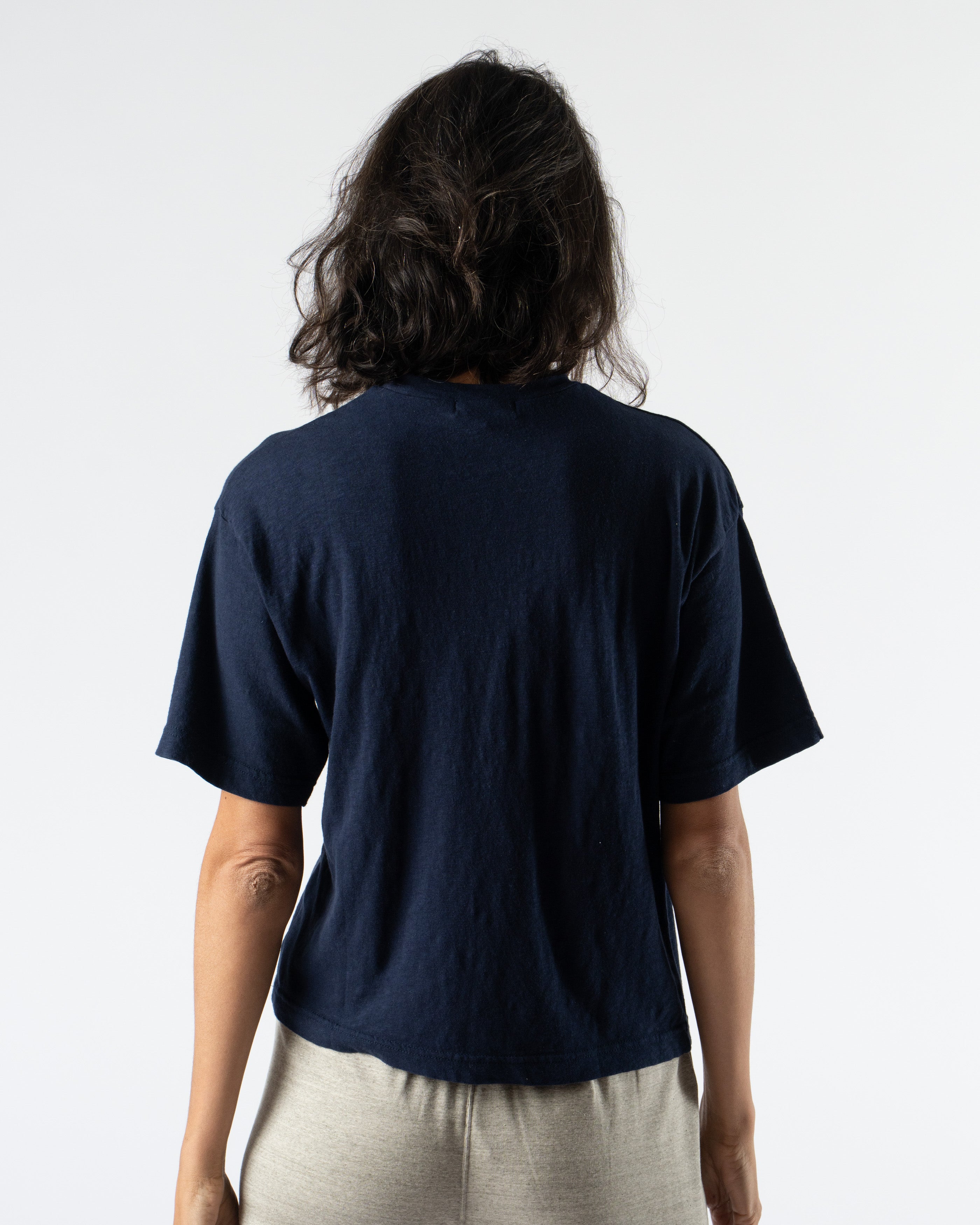 Ichi Antiquités Knit Organic T-Shirt in Navy