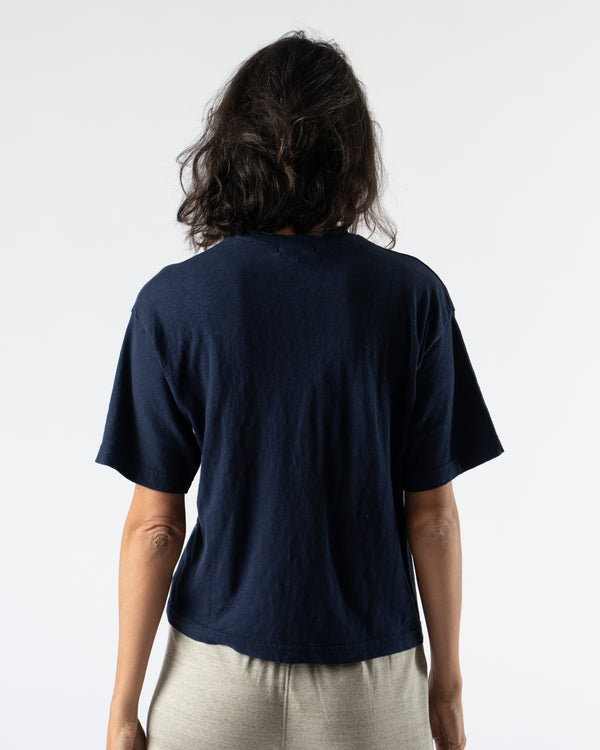 Ichi Antiquités Knit Organic T-Shirt in Navy