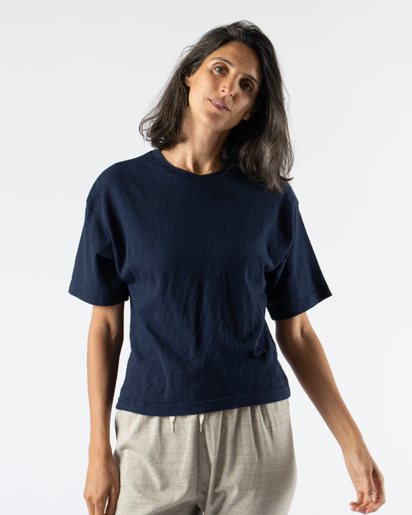 Ichi Antiquités Knit Organic T-Shirt in Navy