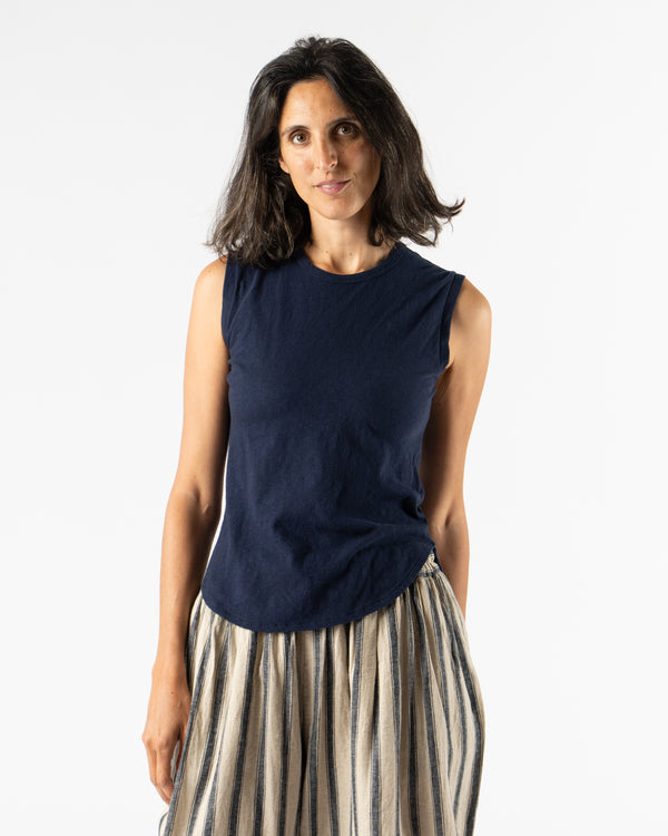 Ichi Antiquités Knit Organic Tank Top in Navy