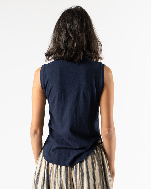 Ichi Antiquités Knit Organic Tank Top in Navy