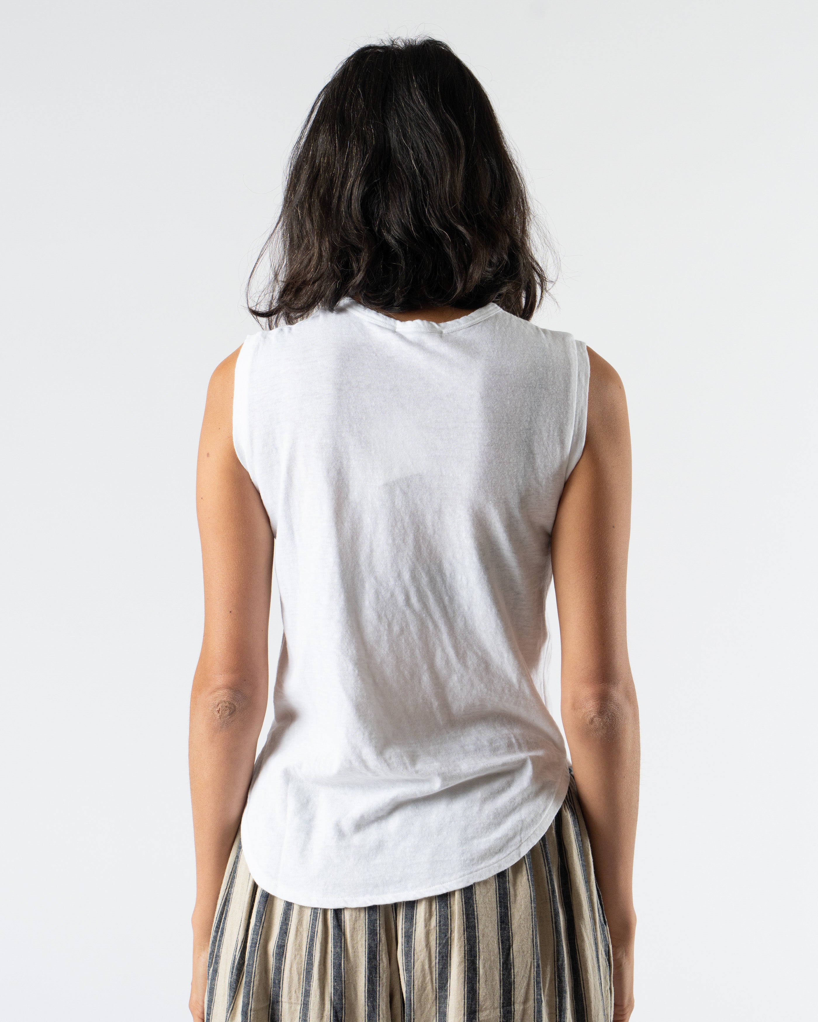 Ichi Antiquités Knit Organic Tank Top in White