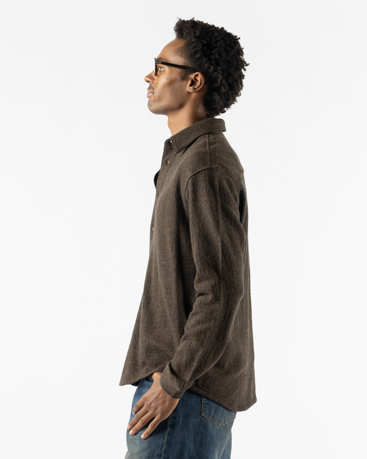 Lady White Co. Crater Wool Button Up in Brown