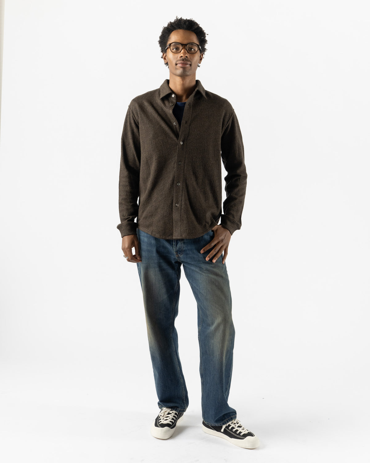 Lady White Co. Crater Wool Button Up in Brown