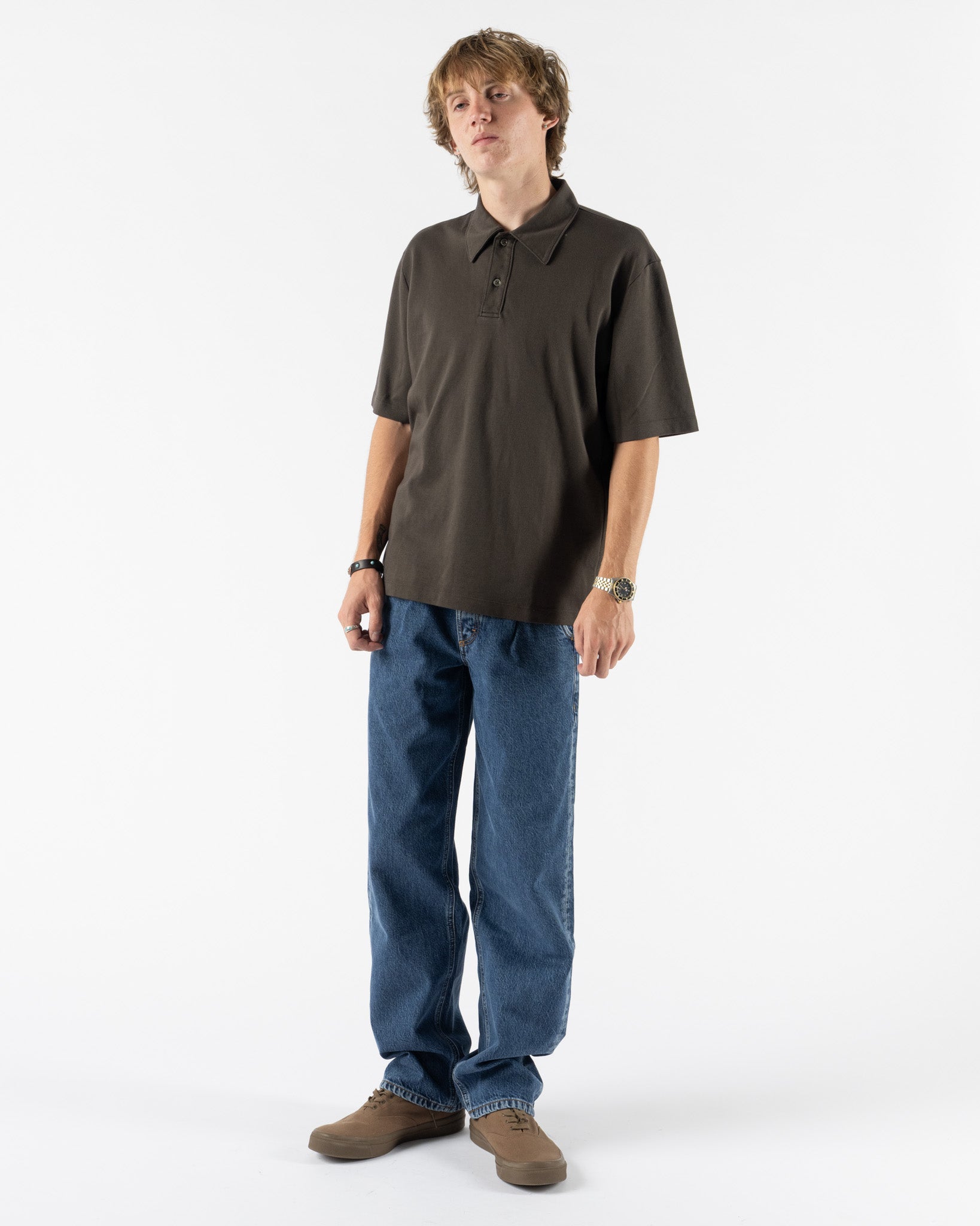 Lady White Co. Interlock Two Button Polo in Flint