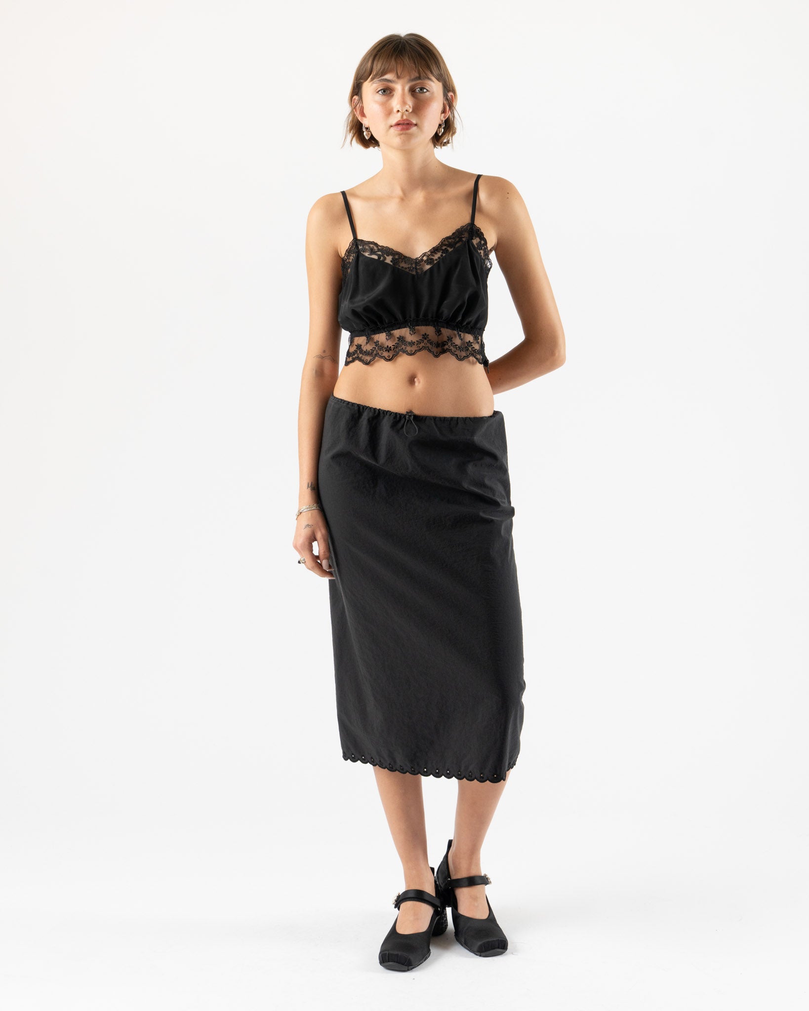 Simone Rocha Lace Trim Negligee Bralette in Black