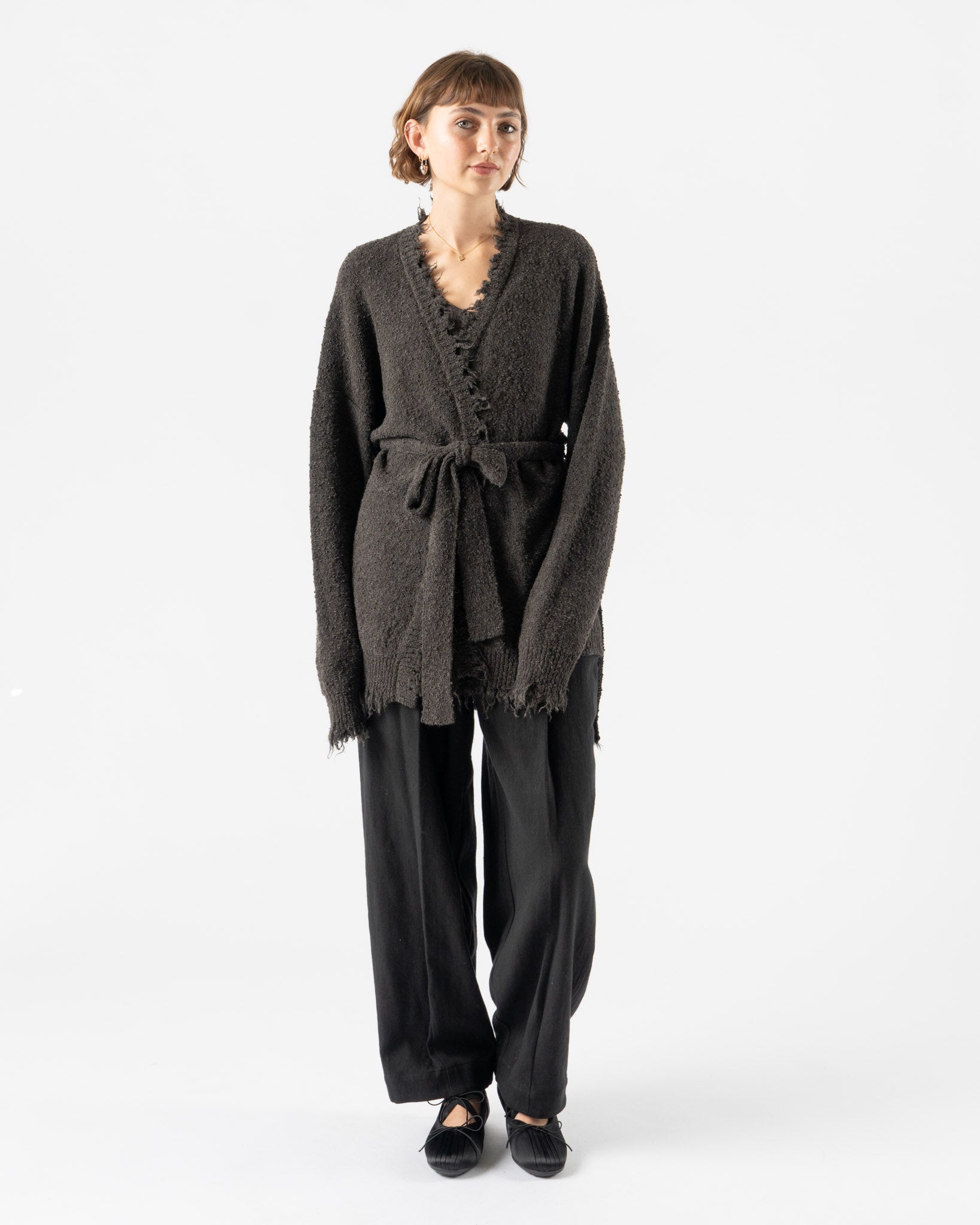 Lauren Manoogian Fray Cardigan in Blackened