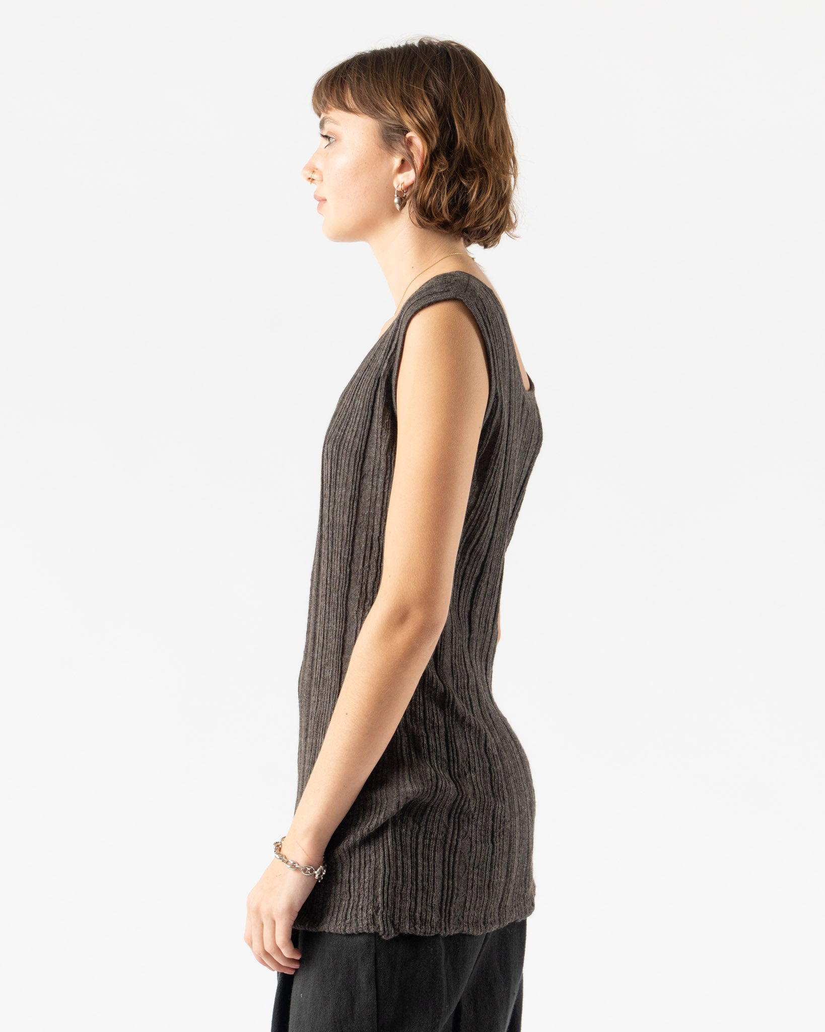 Lauren Manoogian Plisse Tank in Blackened