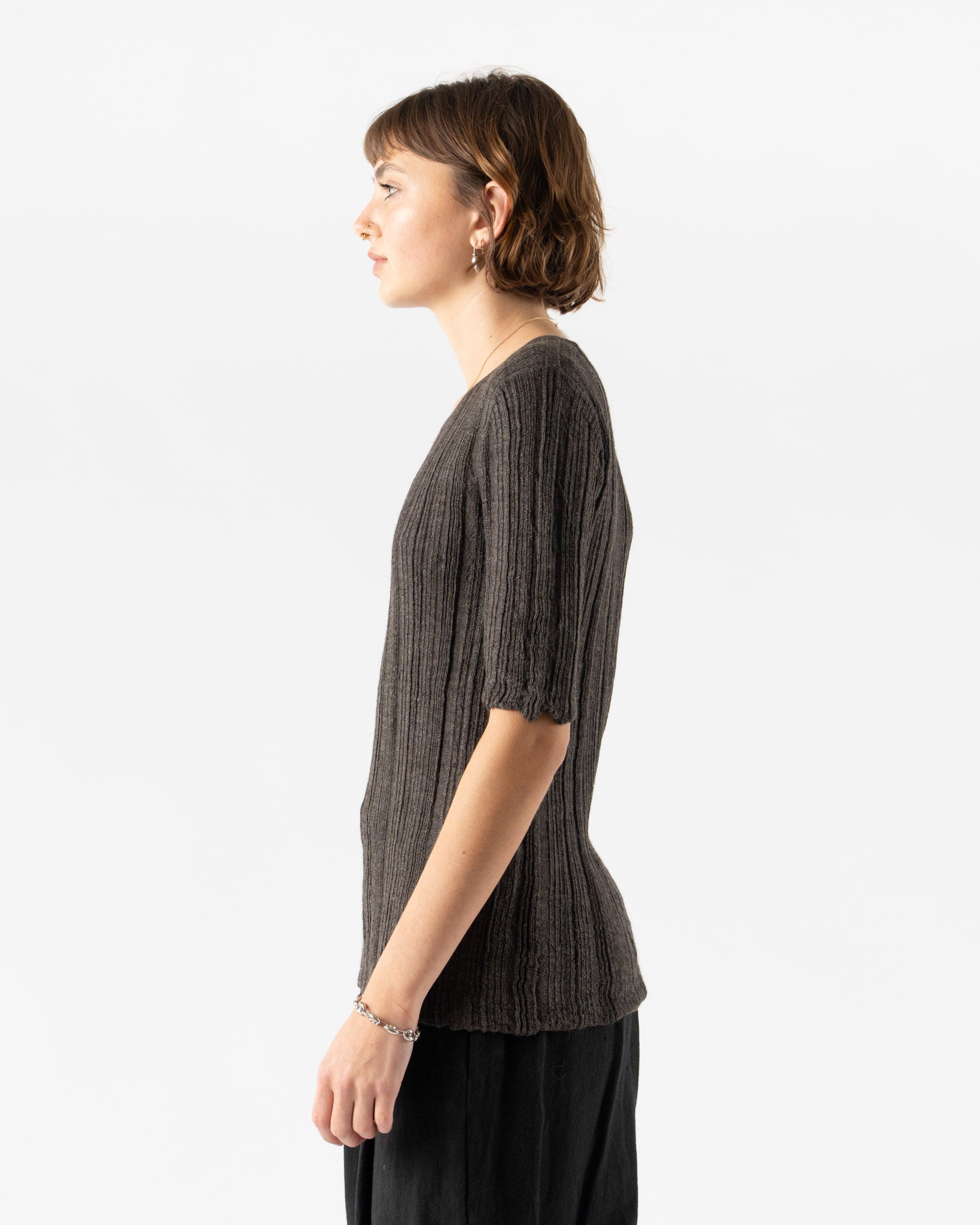 Lauren Manoogian Plisse Tee in Blackened