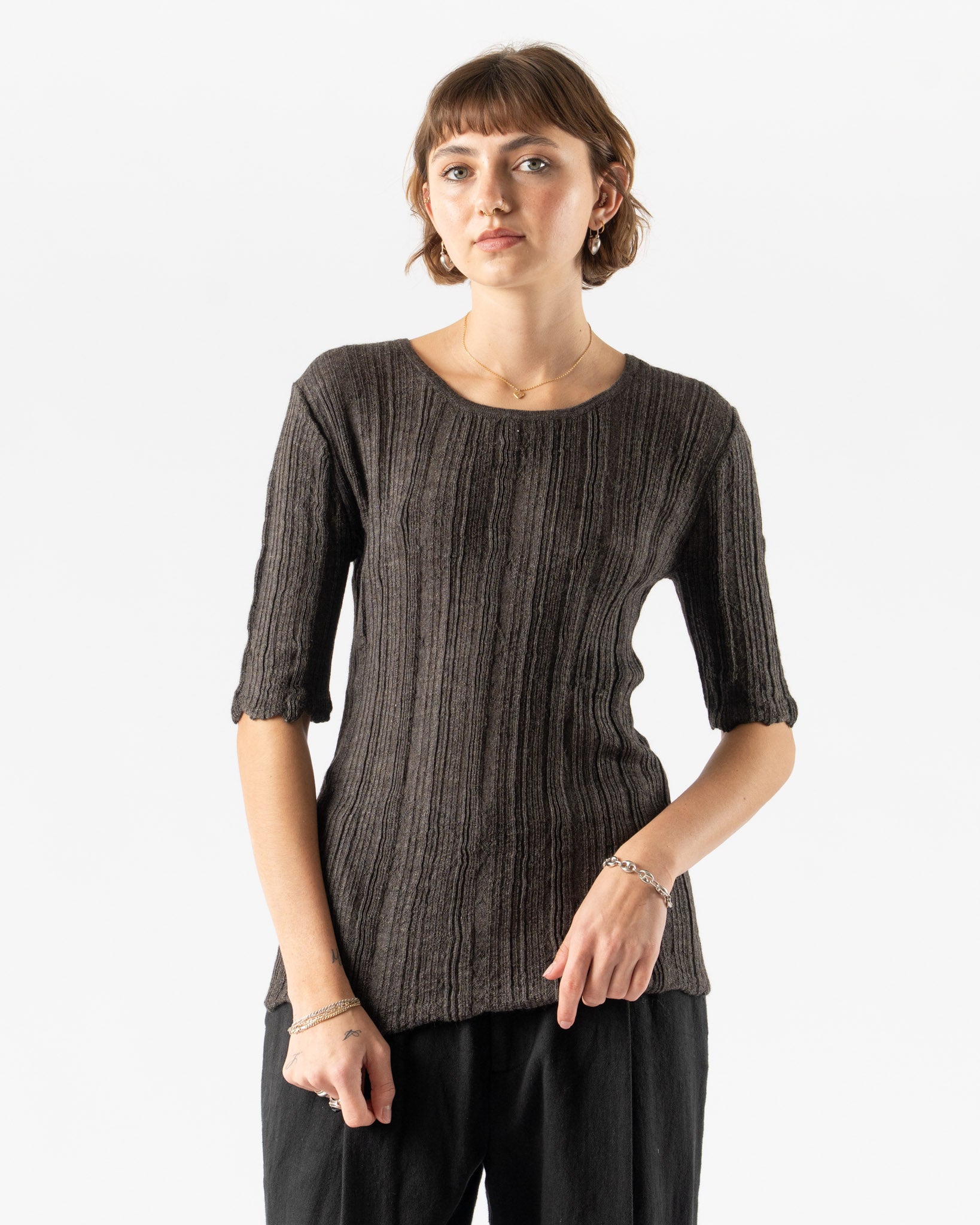 Lauren Manoogian Plisse Tee in Blackened