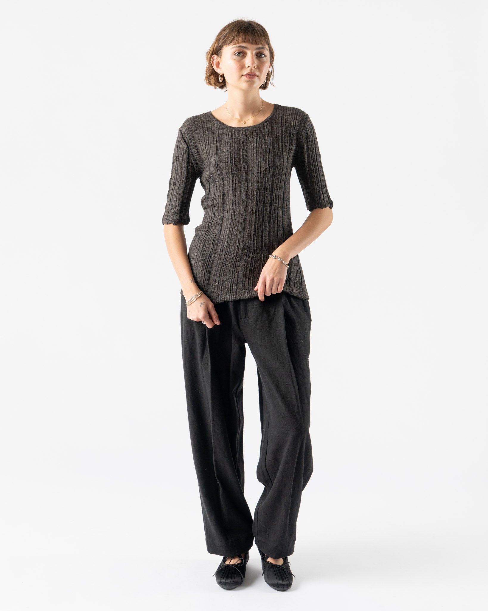 Lauren Manoogian Plisse Tee in Blackened