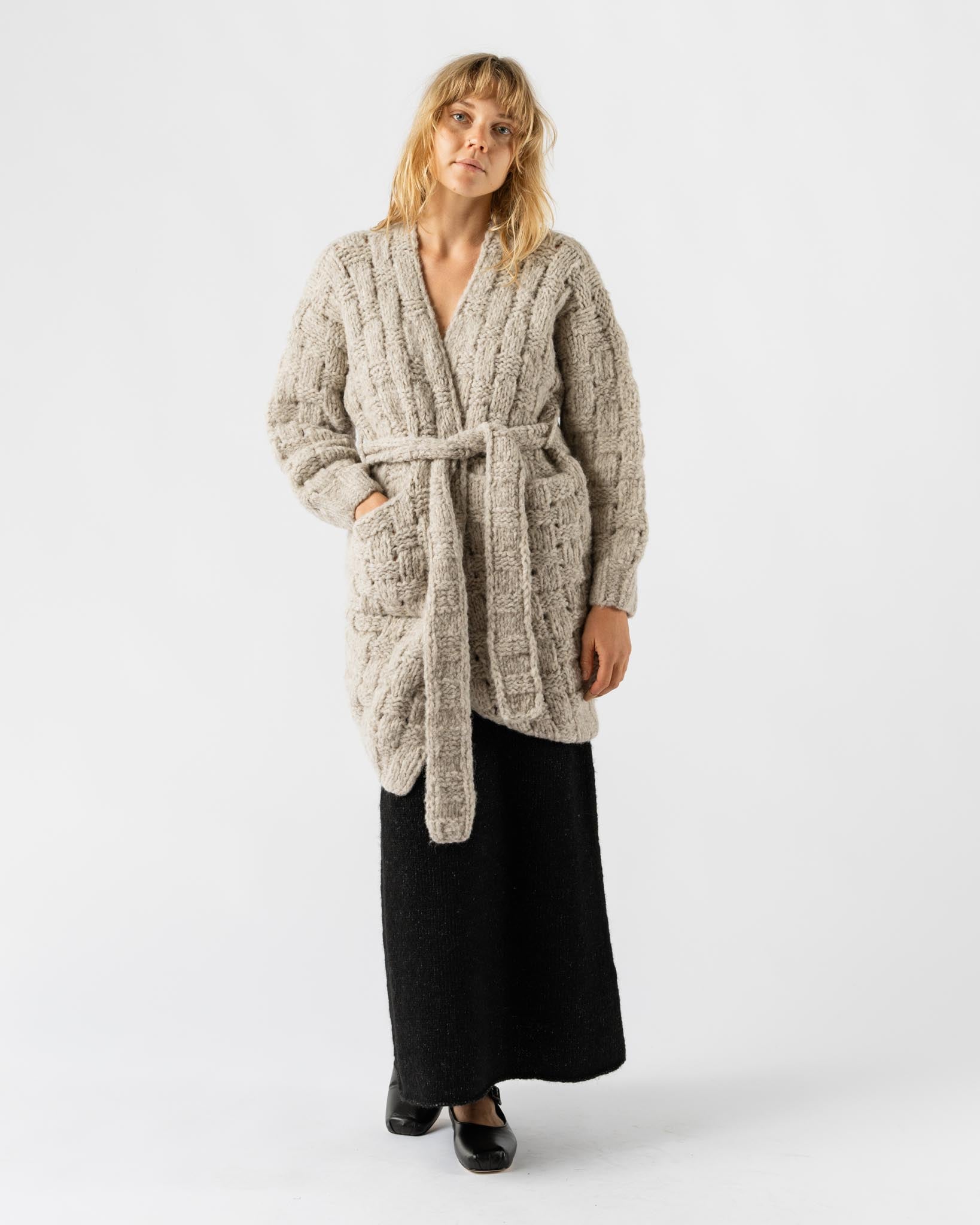 Lauren Manoogian Handknit Interlace Coat in Pebble