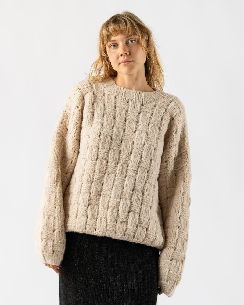 Lauren Manoogian Handknit Interlace Pullover in Alabaster