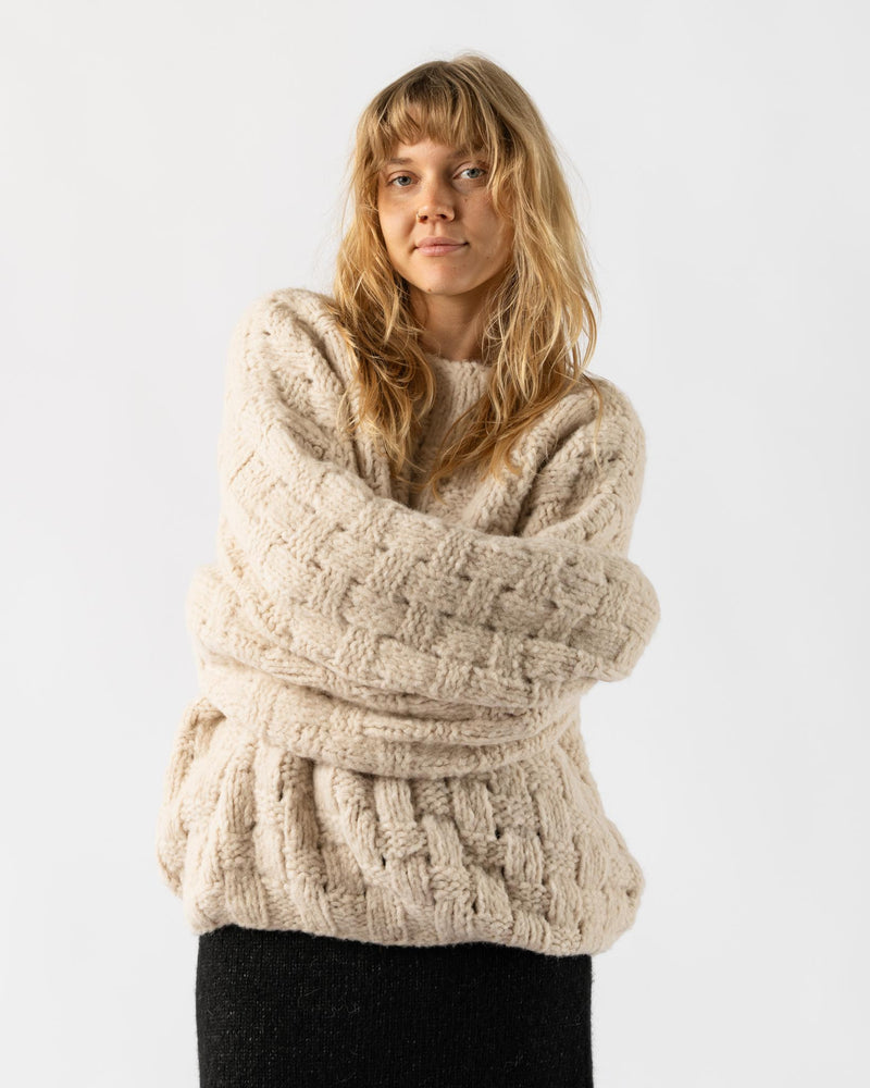 Lauren Manoogian Handknit Interlace Pullover in Alabaster