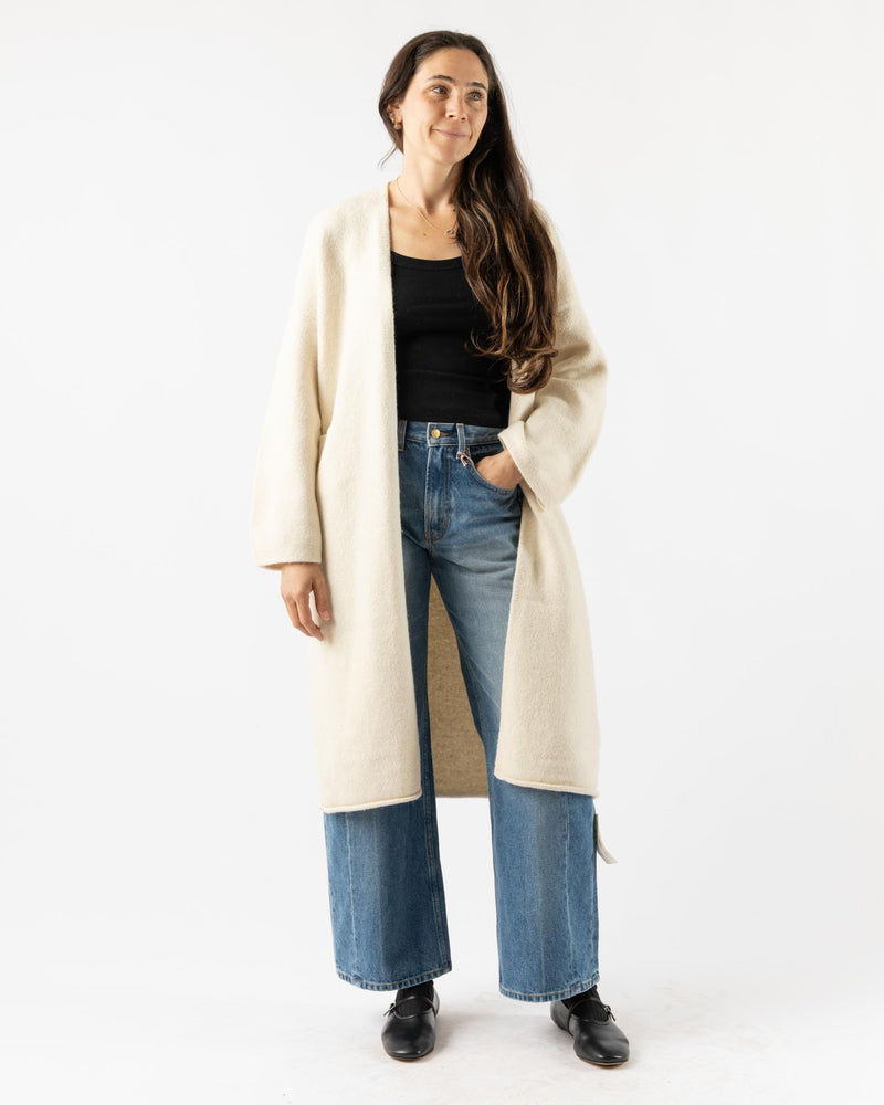 Lauren Manoogian Long Open Cardigan in Raw White