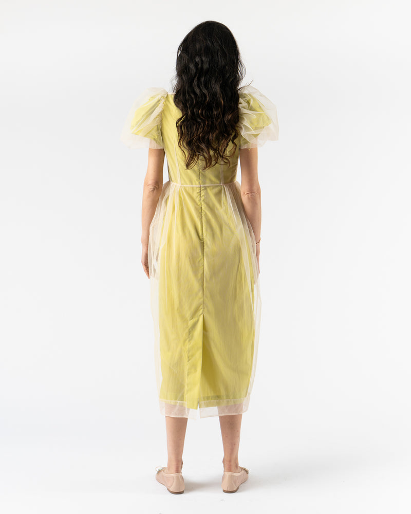 Simone Rocha Layered Balconette Bust Detail Dress in Matcha/Nude Tulle Trapped Paper