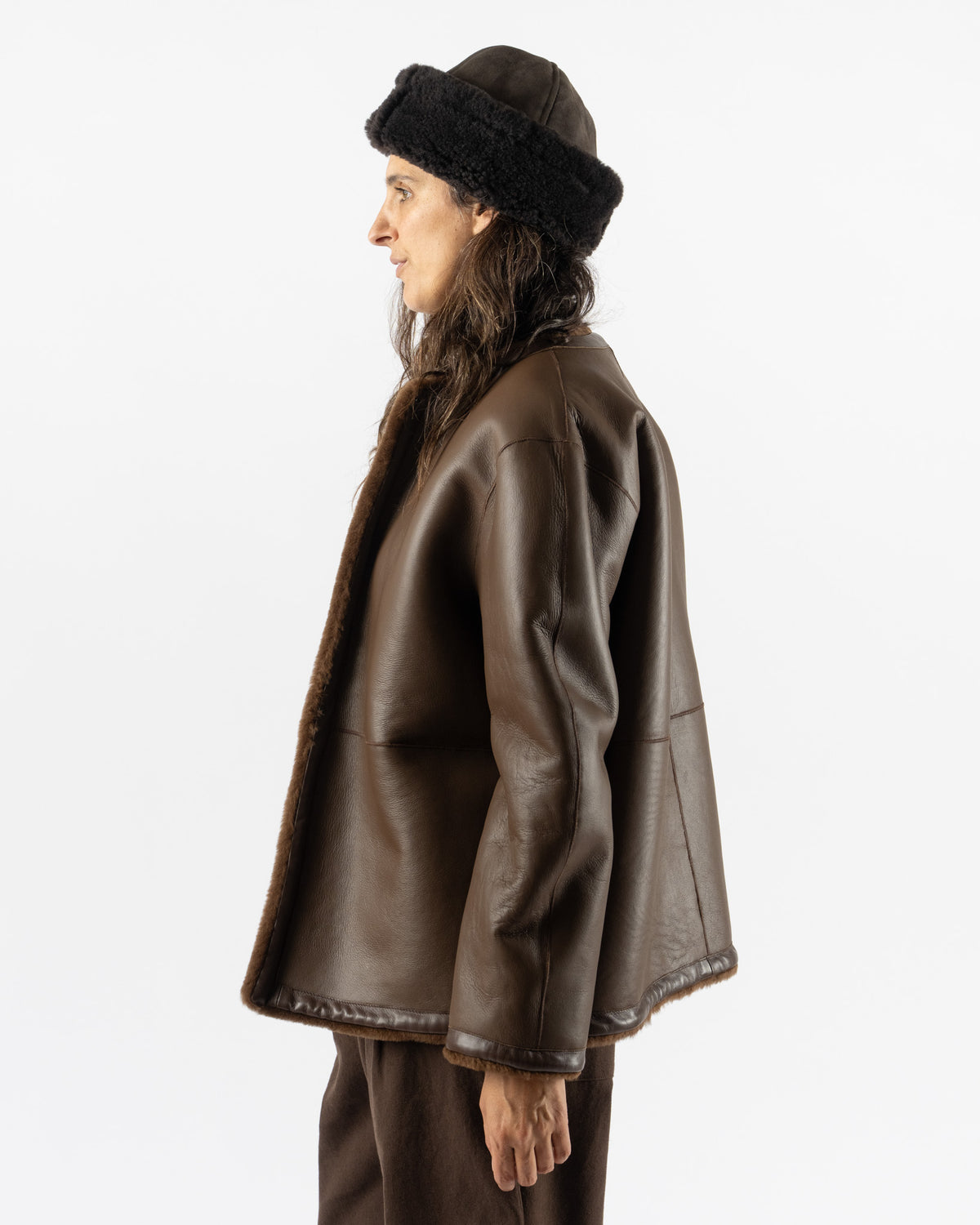 Cawley Leather Back Straight Hair Sheepskin Mila Coat