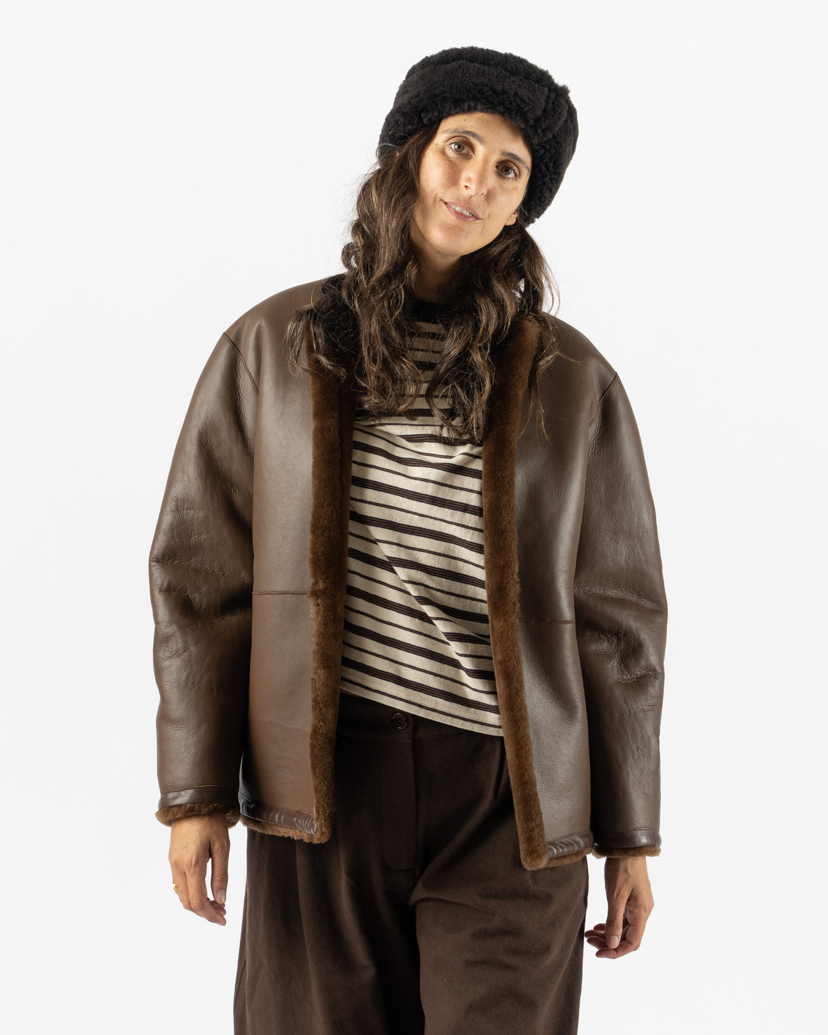 Cawley Leather Back Straight Hair Sheepskin Mila Coat