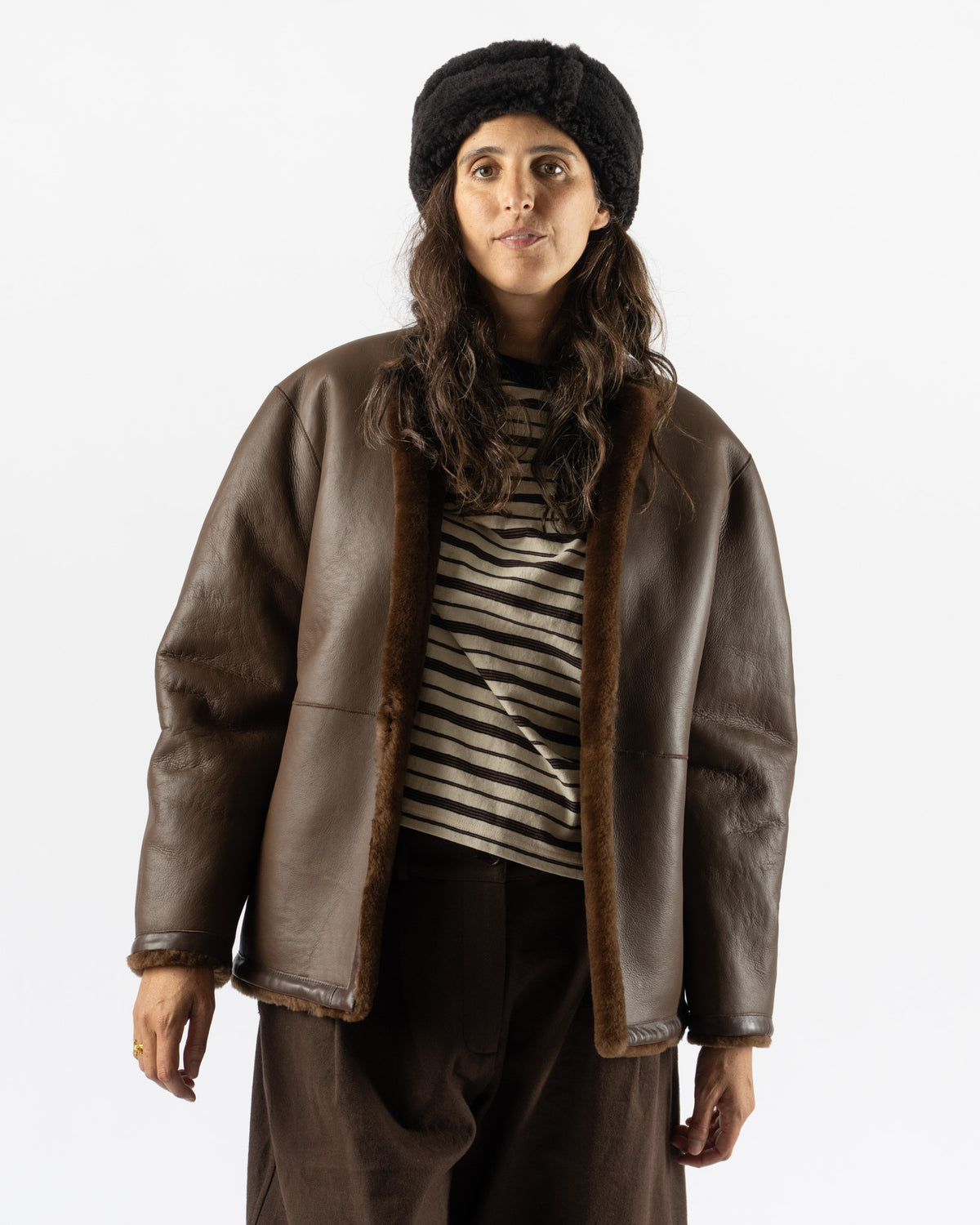 Cawley Leather Back Straight Hair Sheepskin Mila Coat