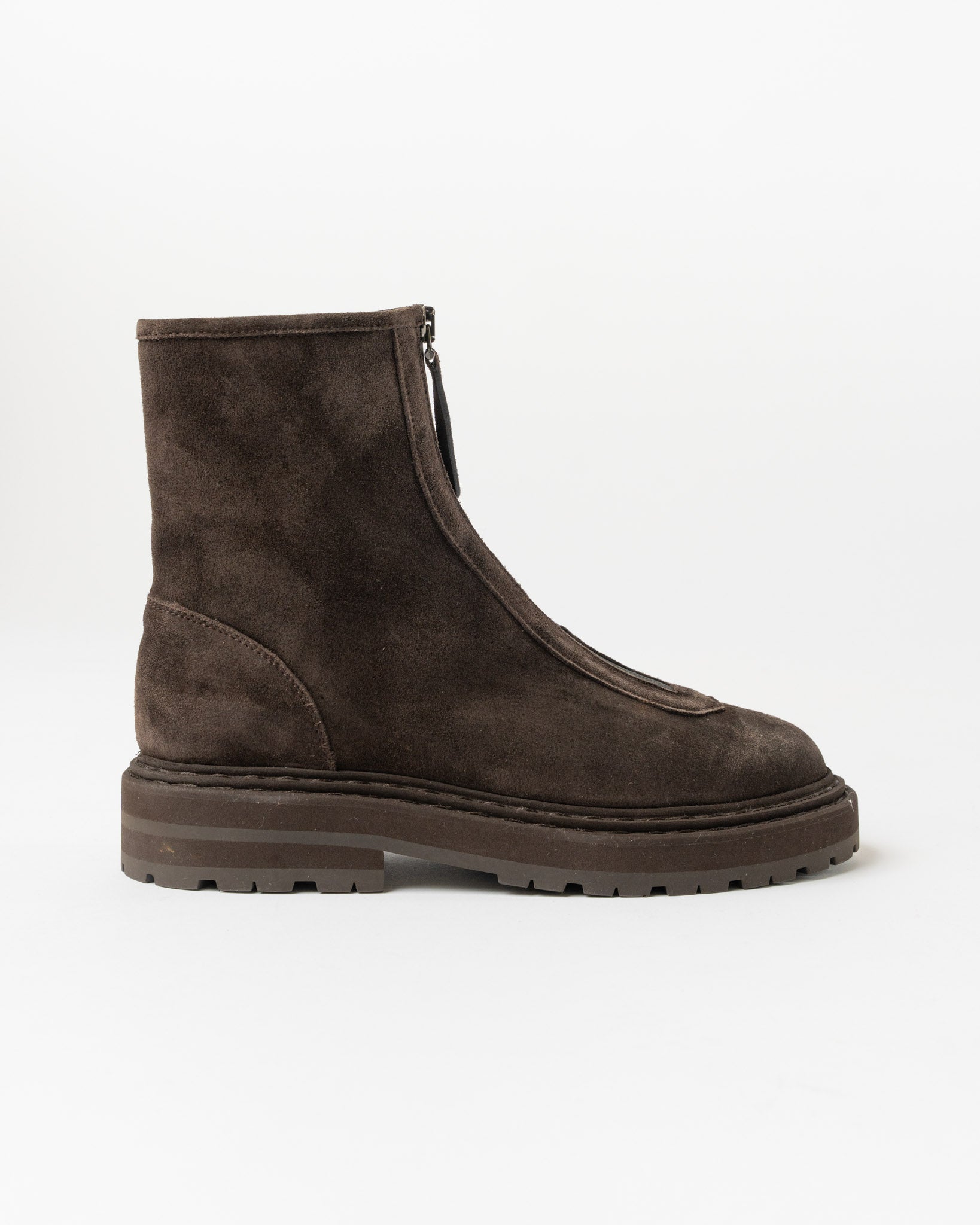 Legres Zipper Boot in Suede Dark Brown