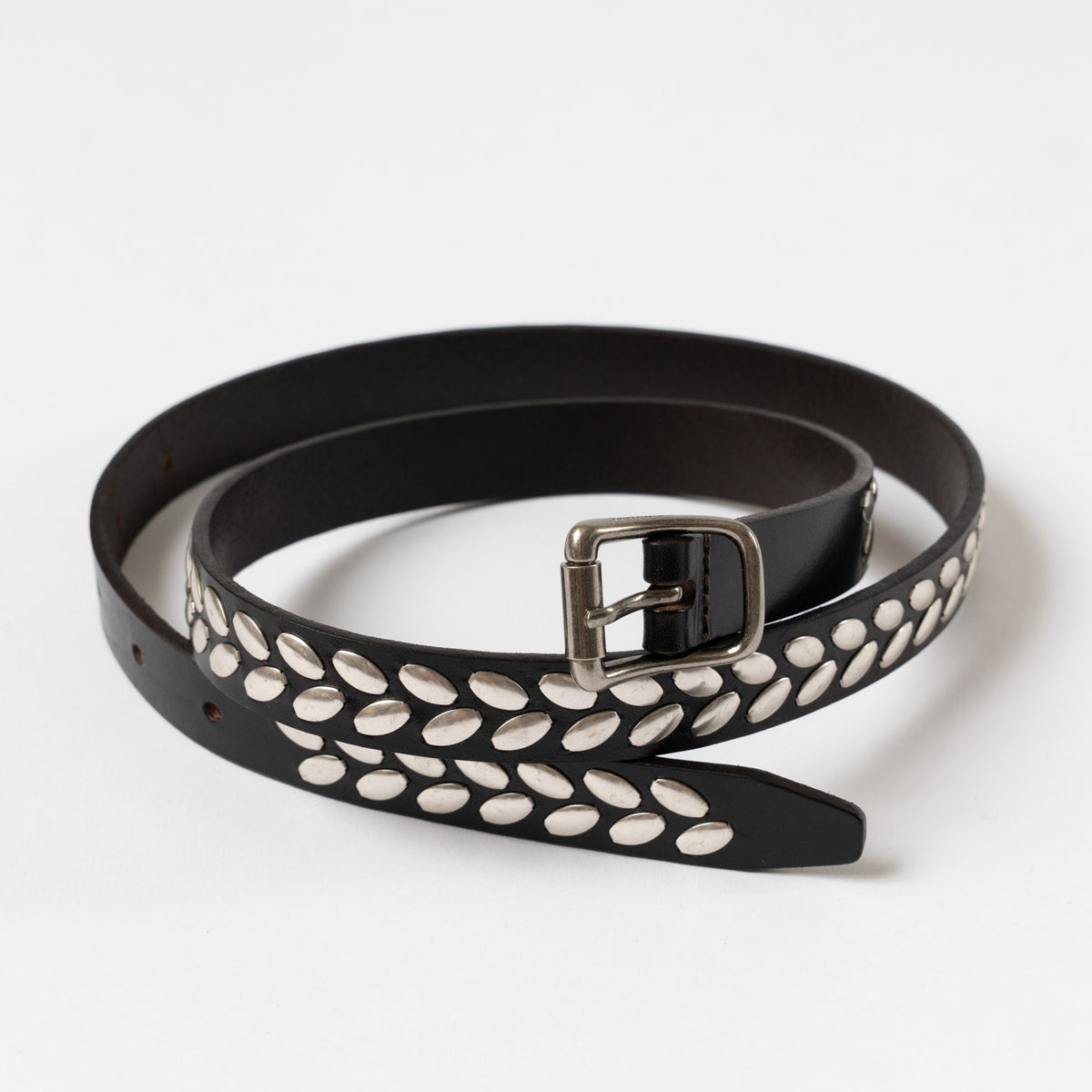 Lemaire Almond Stud Belt 20 in Dark Brown Curated at Jake and Jones