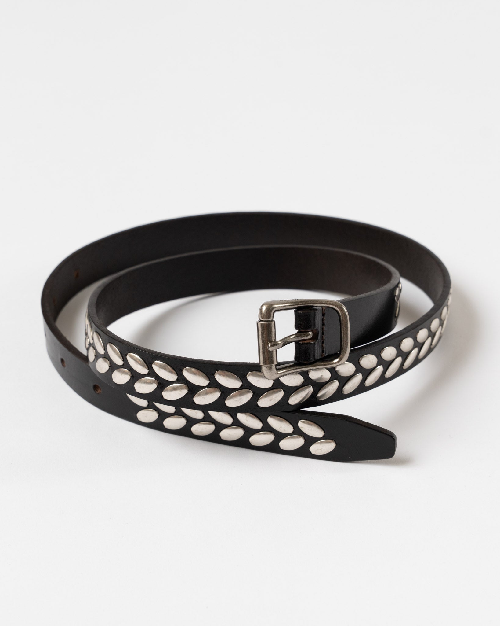 Lemaire Almond Stud Belt 20 in Dark Brown
