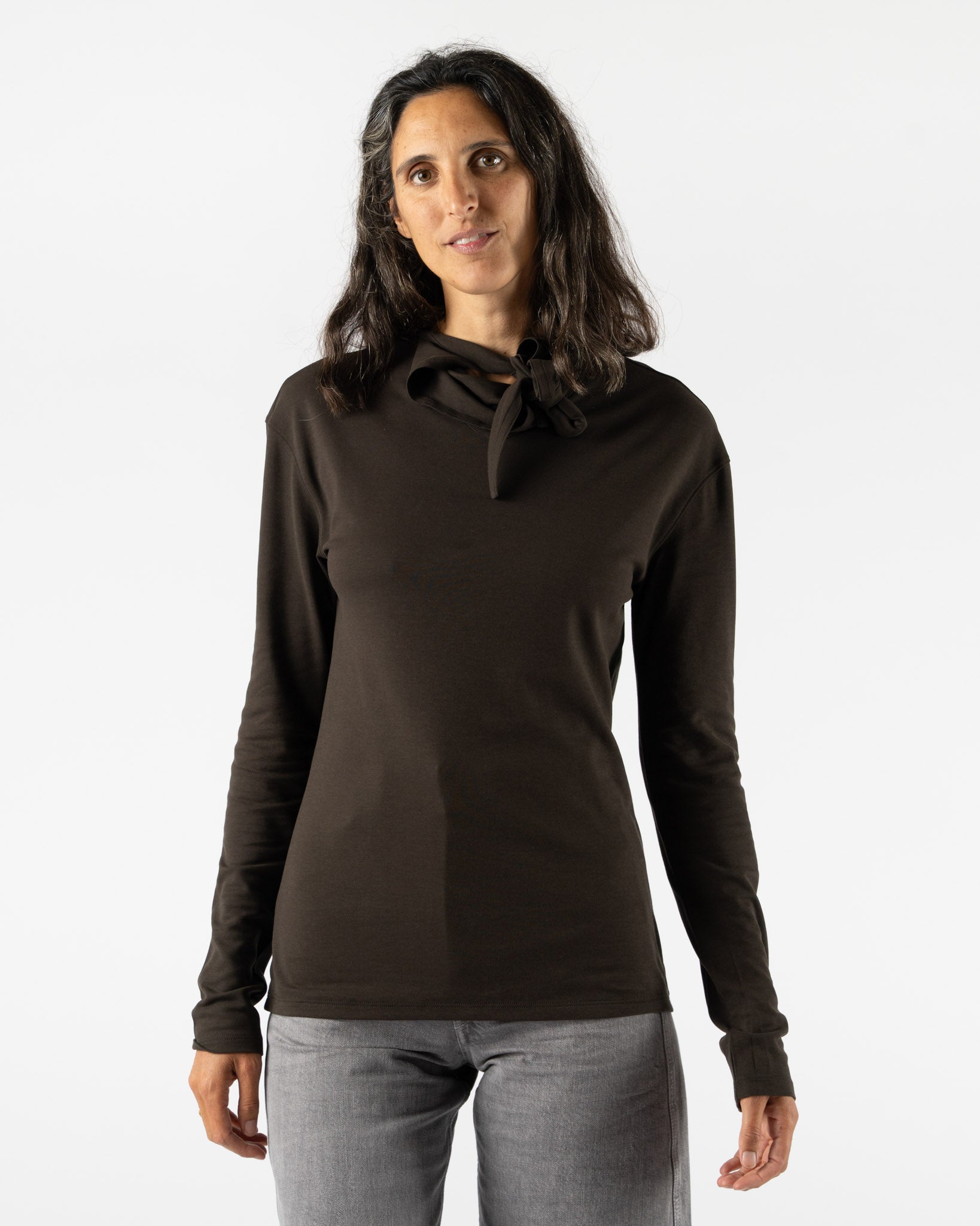 Lemaire Long Sleeve Foulard Top in Dark Espresso