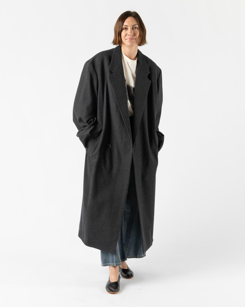 Lemaire Maxi DB Coat in Anthracite/Grey