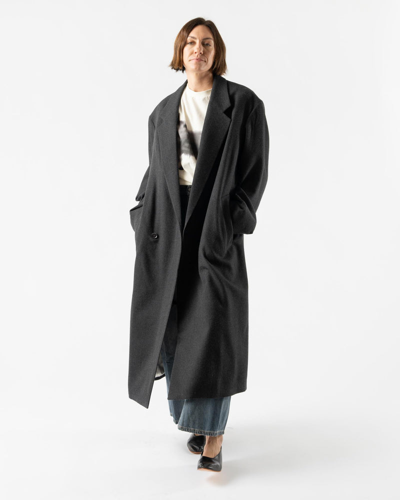 Lemaire Maxi DB Coat in Anthracite/Grey