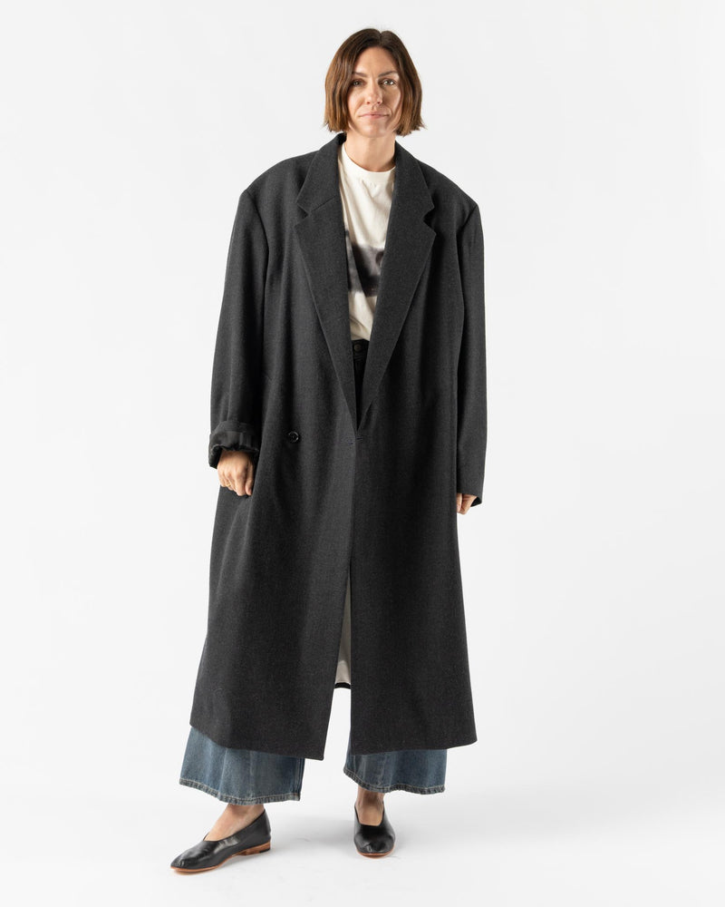 Lemaire Maxi DB Coat in Anthracite/Grey