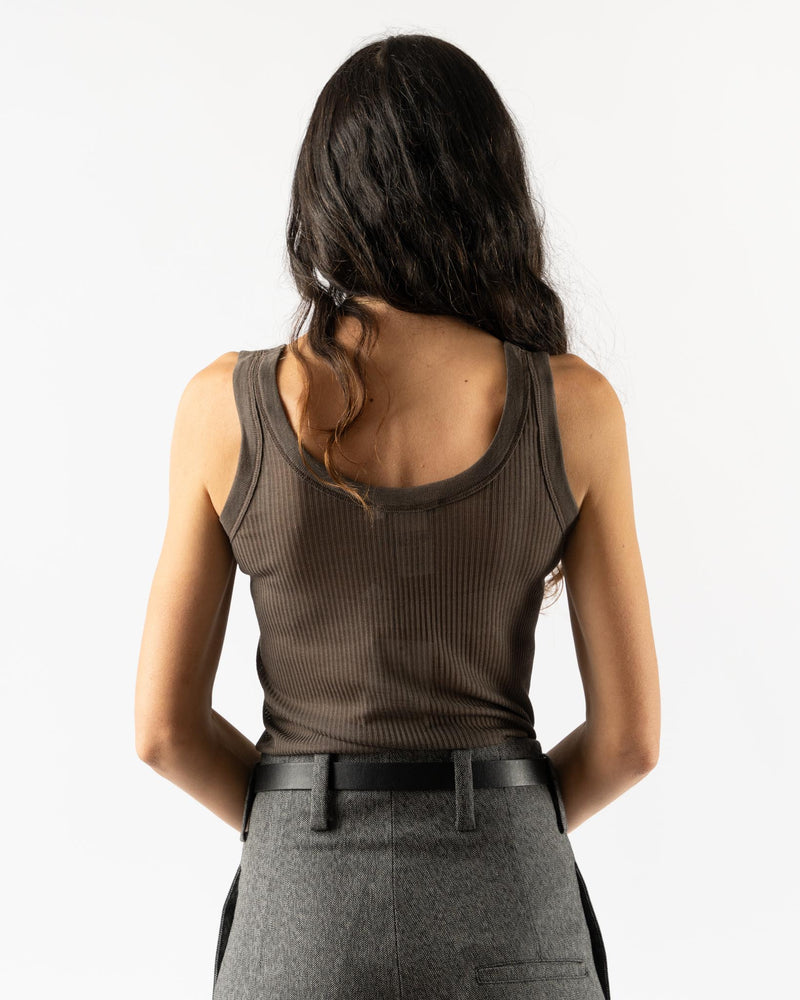 Lemaire Seamless Rib Tank Top in Dark Brown