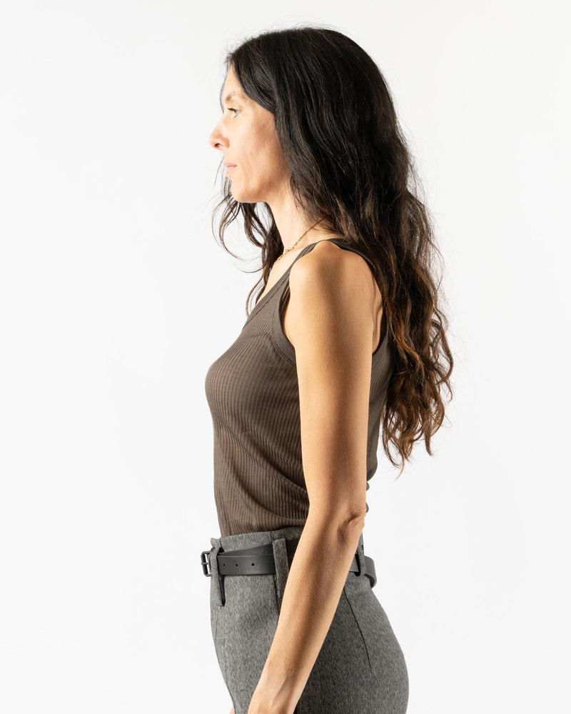 Lemaire Seamless Rib Tank Top in Dark Brown