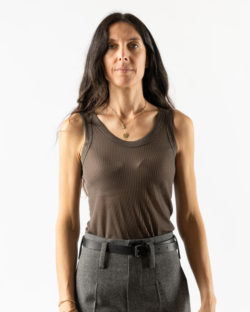 Lemaire Seamless Rib Tank Top in Dark Brown