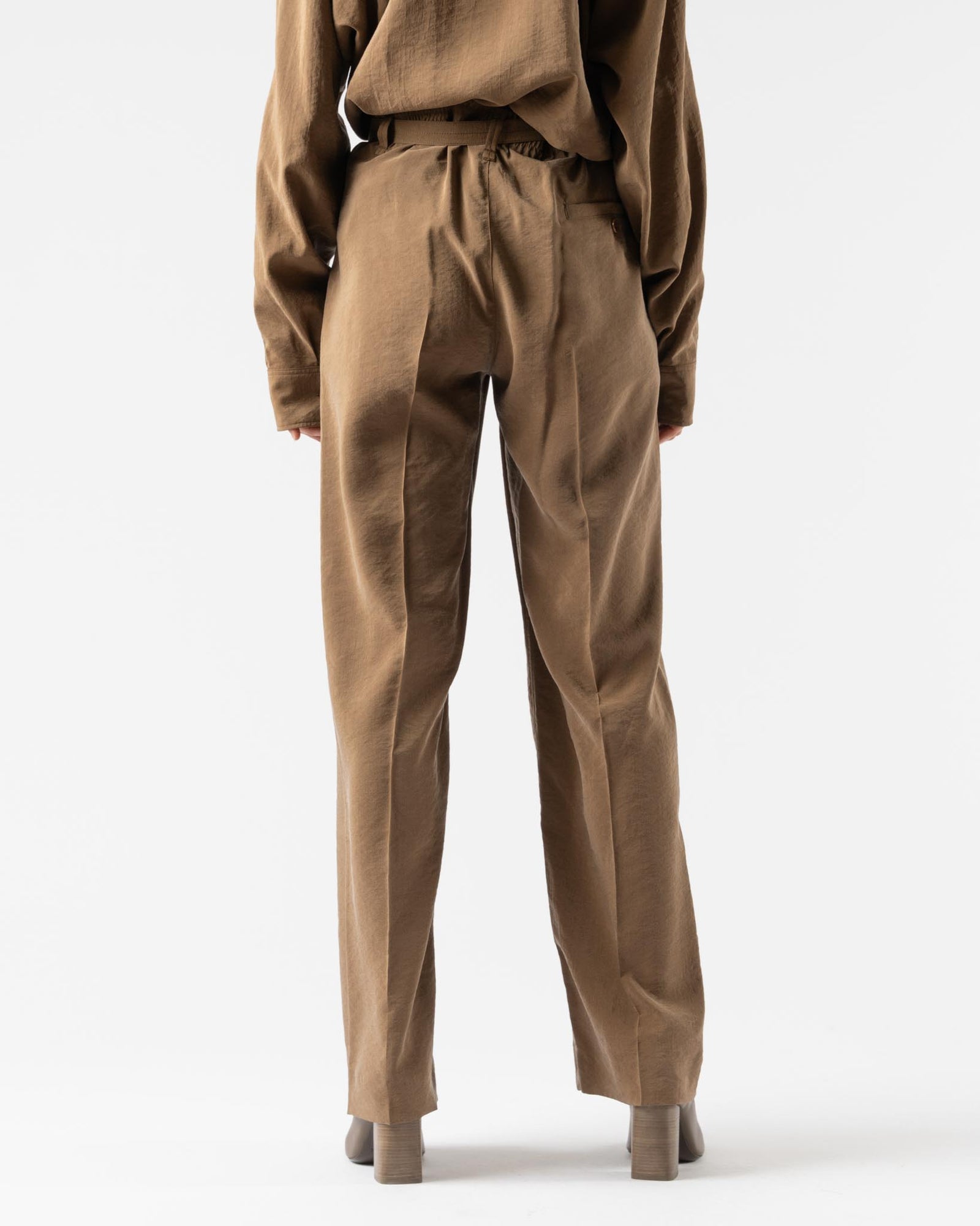 Lemaire Belted Relaxed Pants in Havana Curated at Jake and Jones