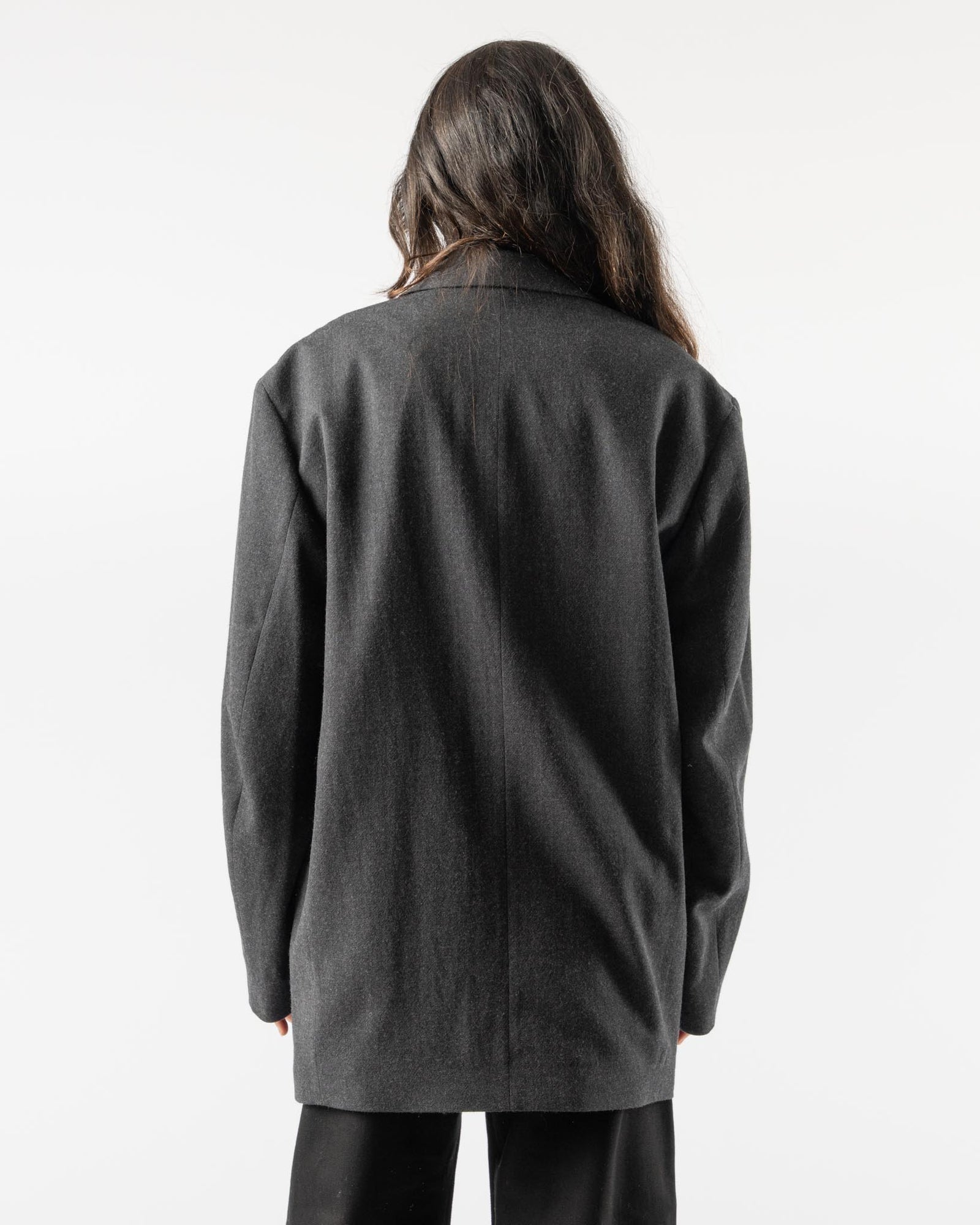 Lemaire Short Maxi DB Coat in Anthracite/Grey Curated at