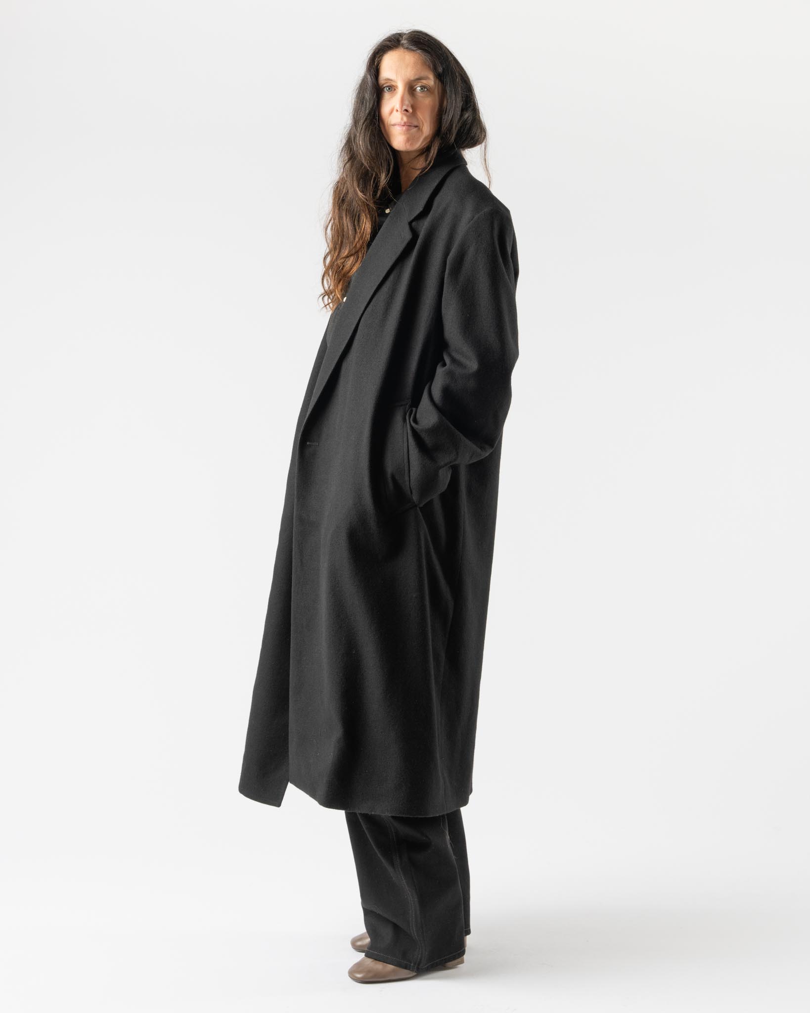 Lemaire-Maxi-DB-Coat-in-Black-Santa-Barbara-Boutique-Jake-and-Jones-Sustainable-Fashion