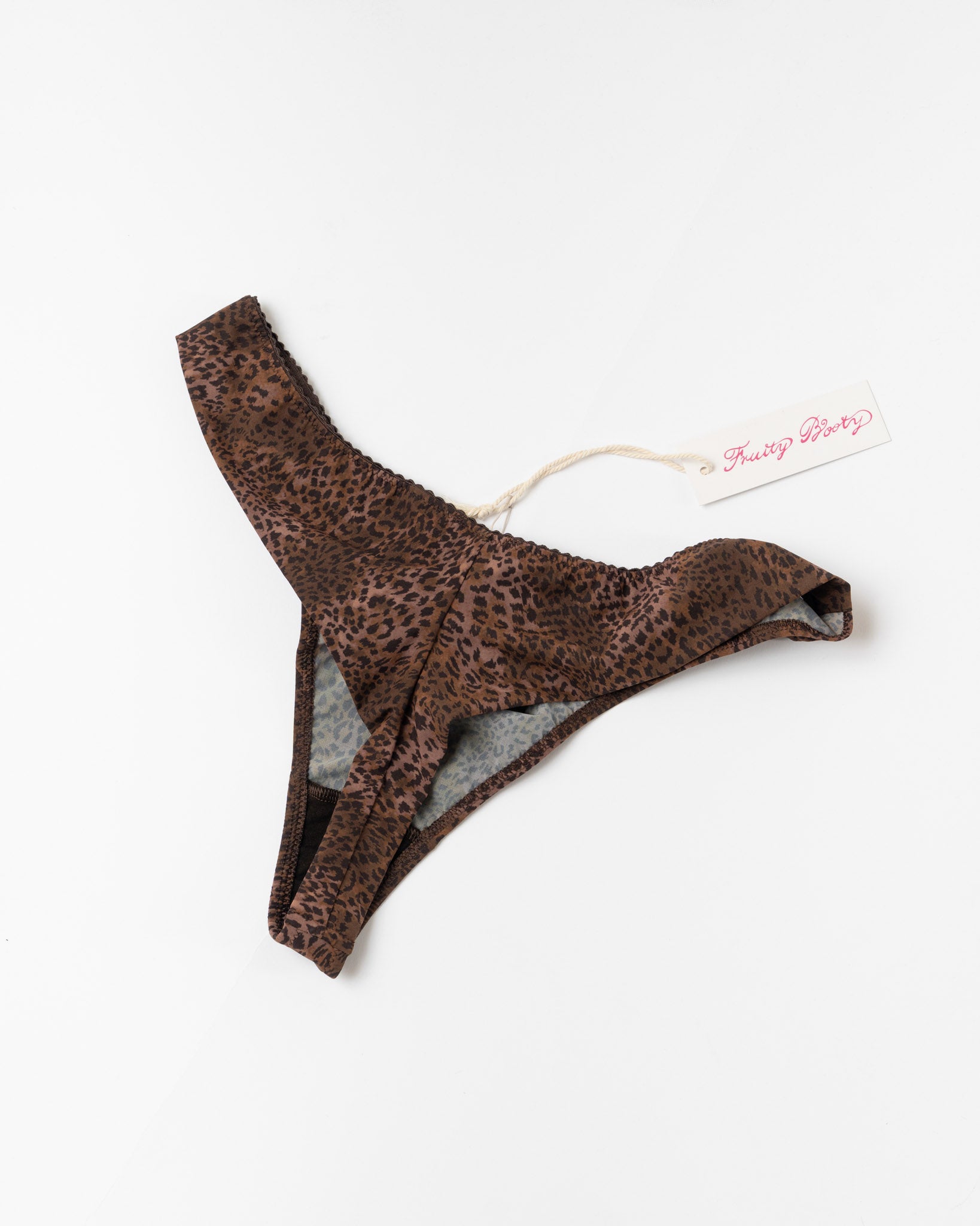 Fruity Booty Leopard Thong in Brown