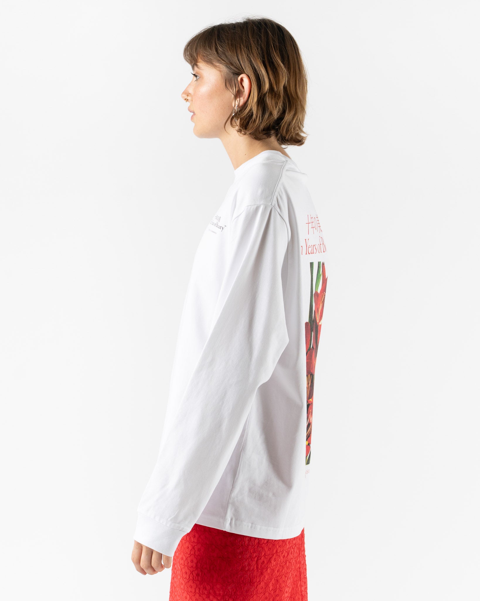 Cecilie Bahnsen Lily T-Shirt White/Red Printed Jersey