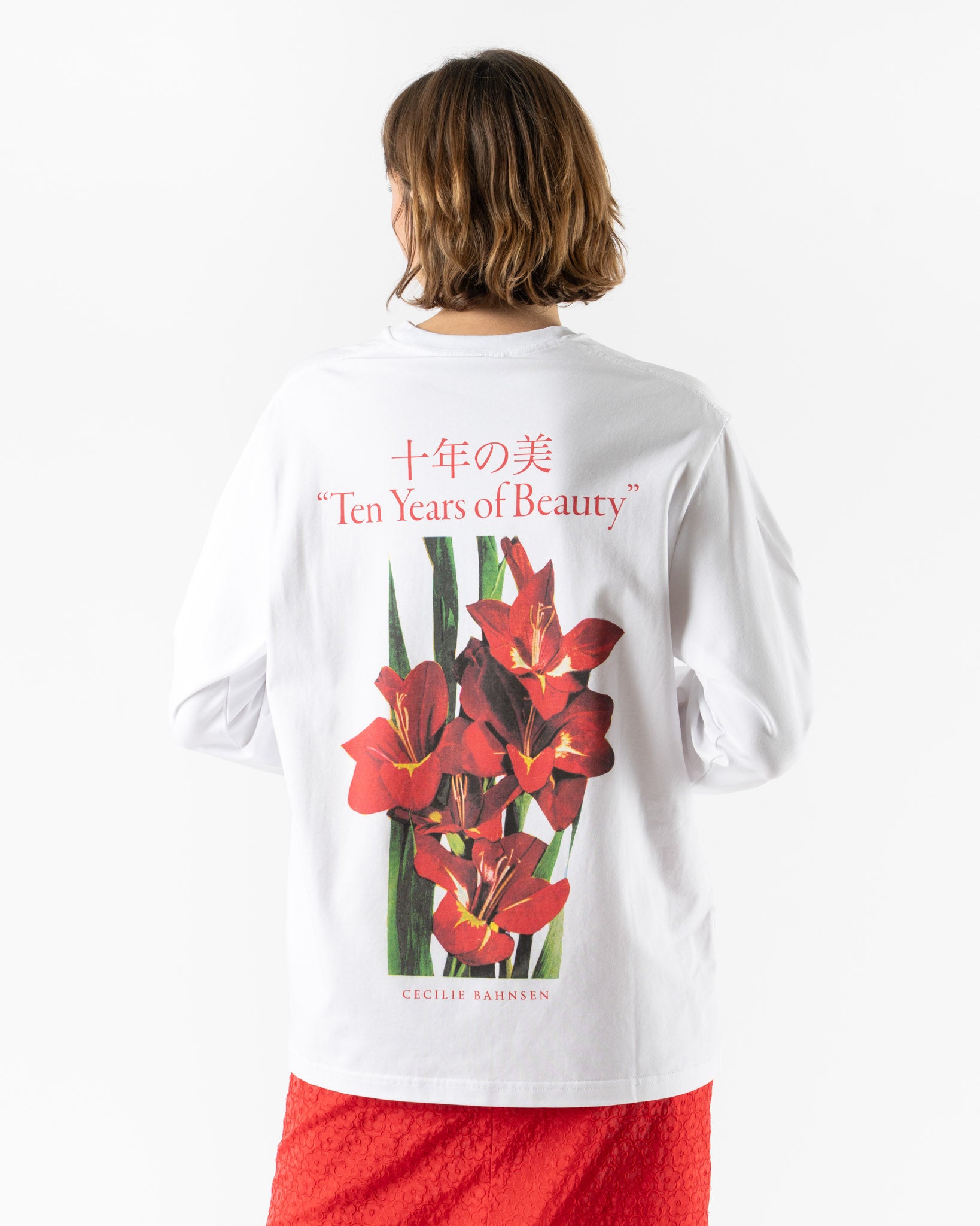 Cecilie Bahnsen Lily T-Shirt White/Red Printed Jersey