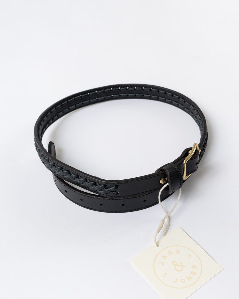 LINDQUIST Braided Belt in Black Vachetta