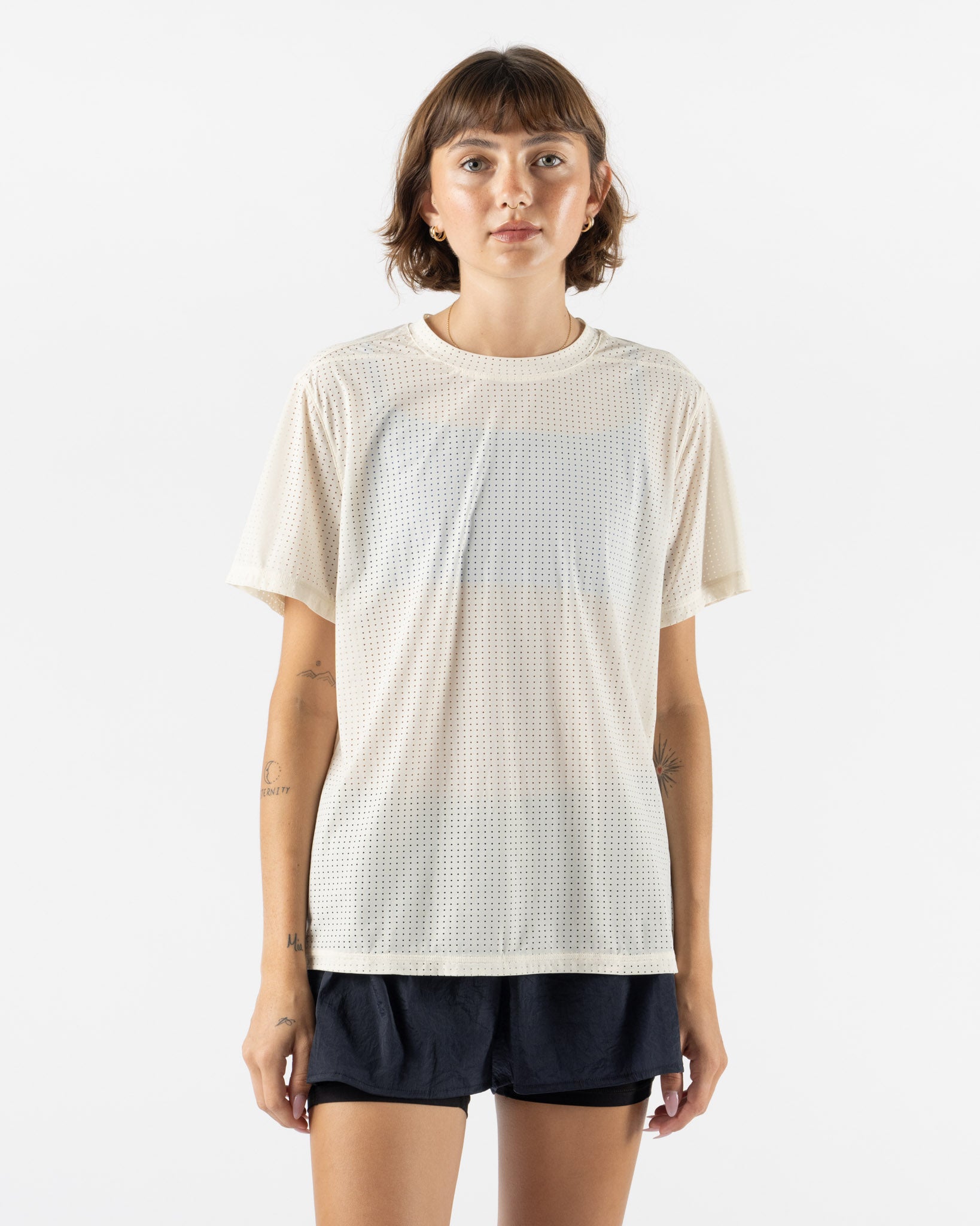 Literary Sport Magda Perforated T-Shirt in Bone