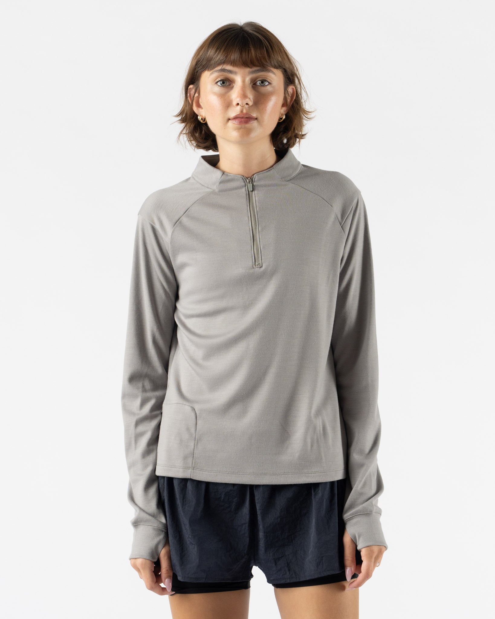 Literary Sport Jorie Quarter Zip in Merino Steel